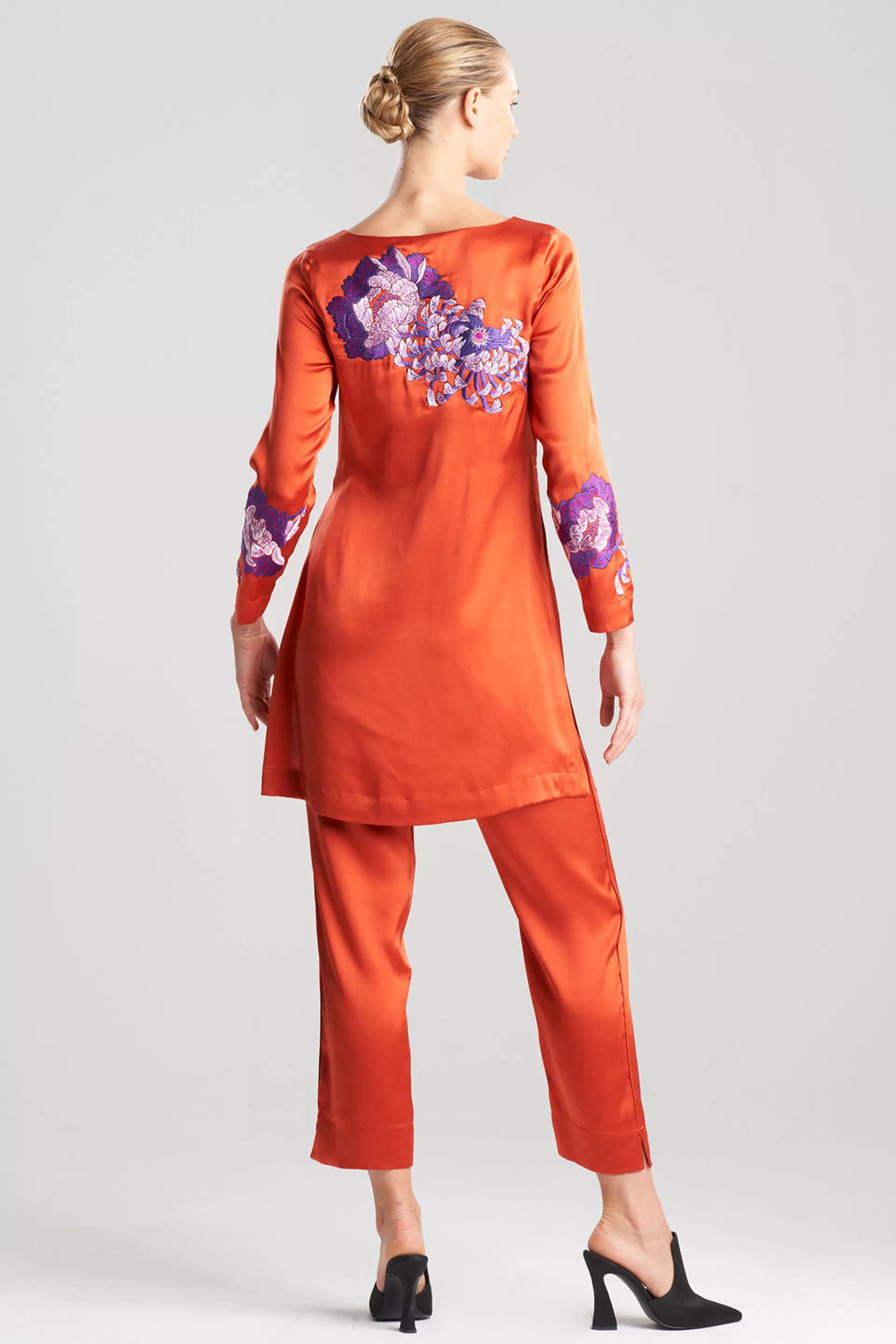 Natori Tops, Shirts & Tunics | Couture Tops<Couture Sumida Embroidered Silk Tunic Burnt Orange