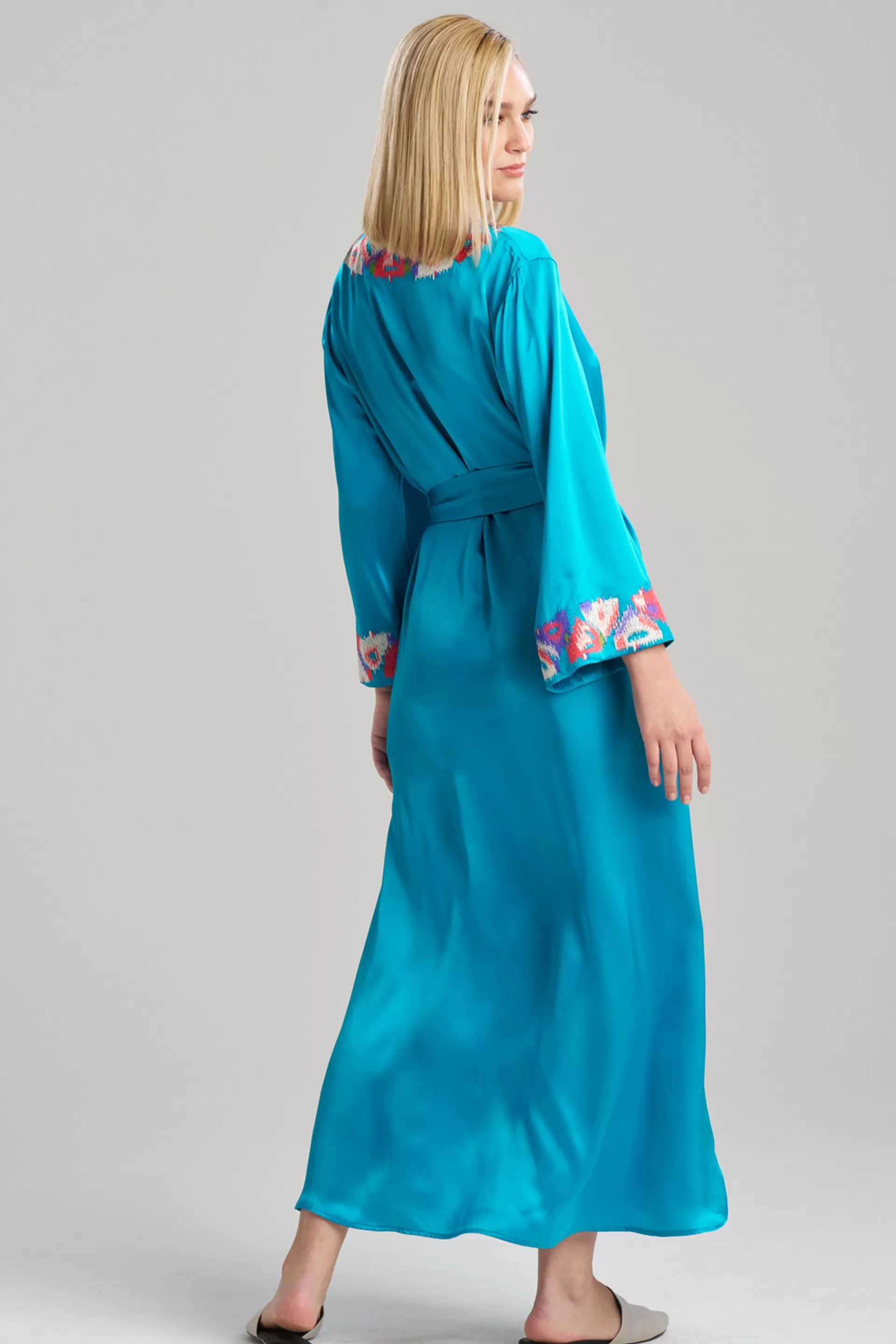 Natori Couture Caftans<Couture Toulouse Embroidered Silk Caftan Mediterranean Blue