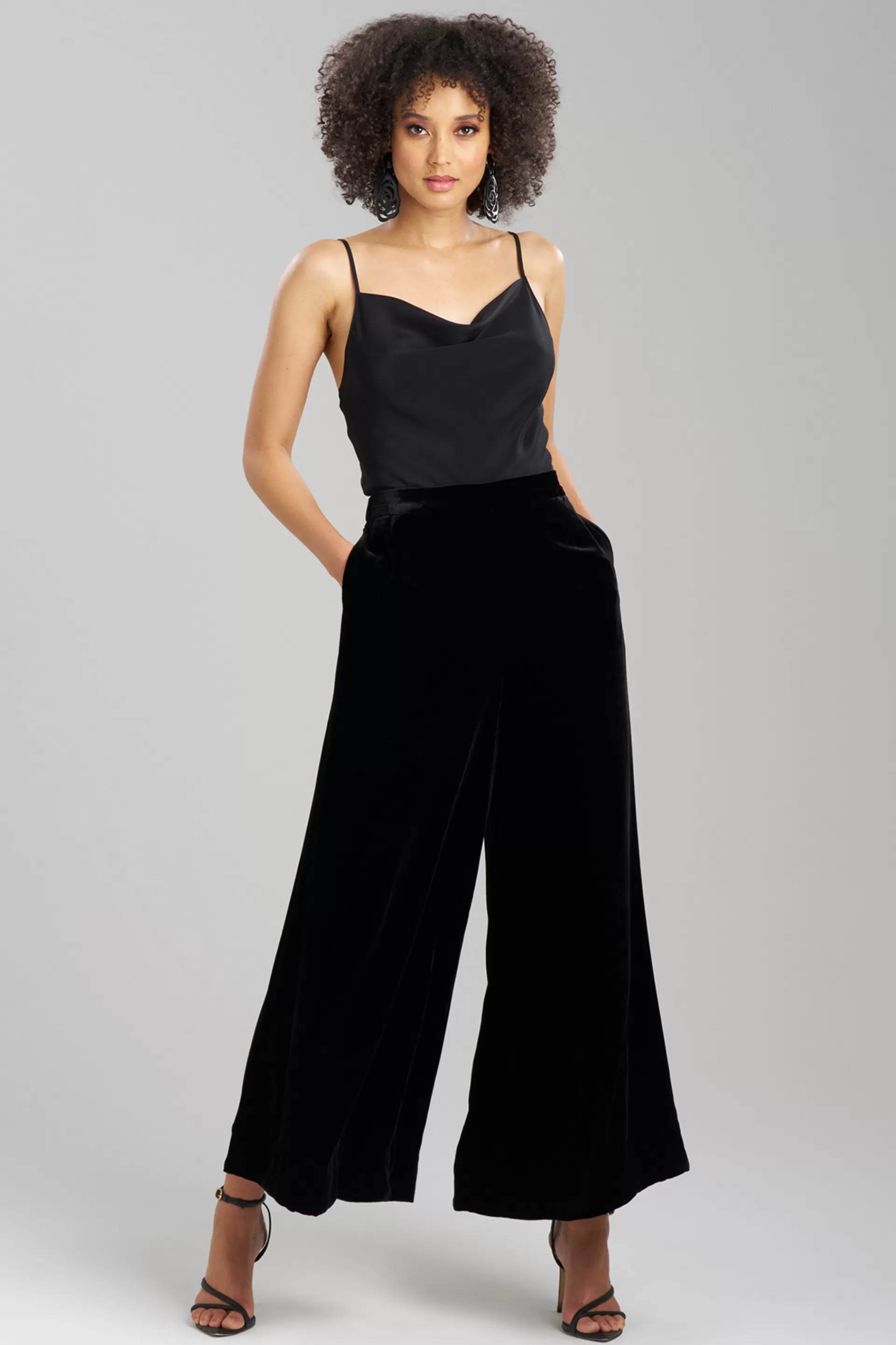 Natori Pants, Skirts & Shorts | Couture Pants<Couture Velvet Silk Palazzo Ankle Pants Black