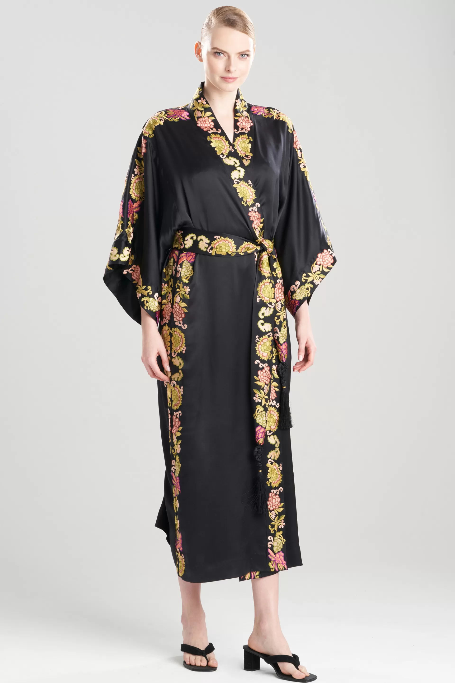 Natori Robes & Kimonos | Couture Robes<Couture Yasugi Embroidered Silk Robe Black