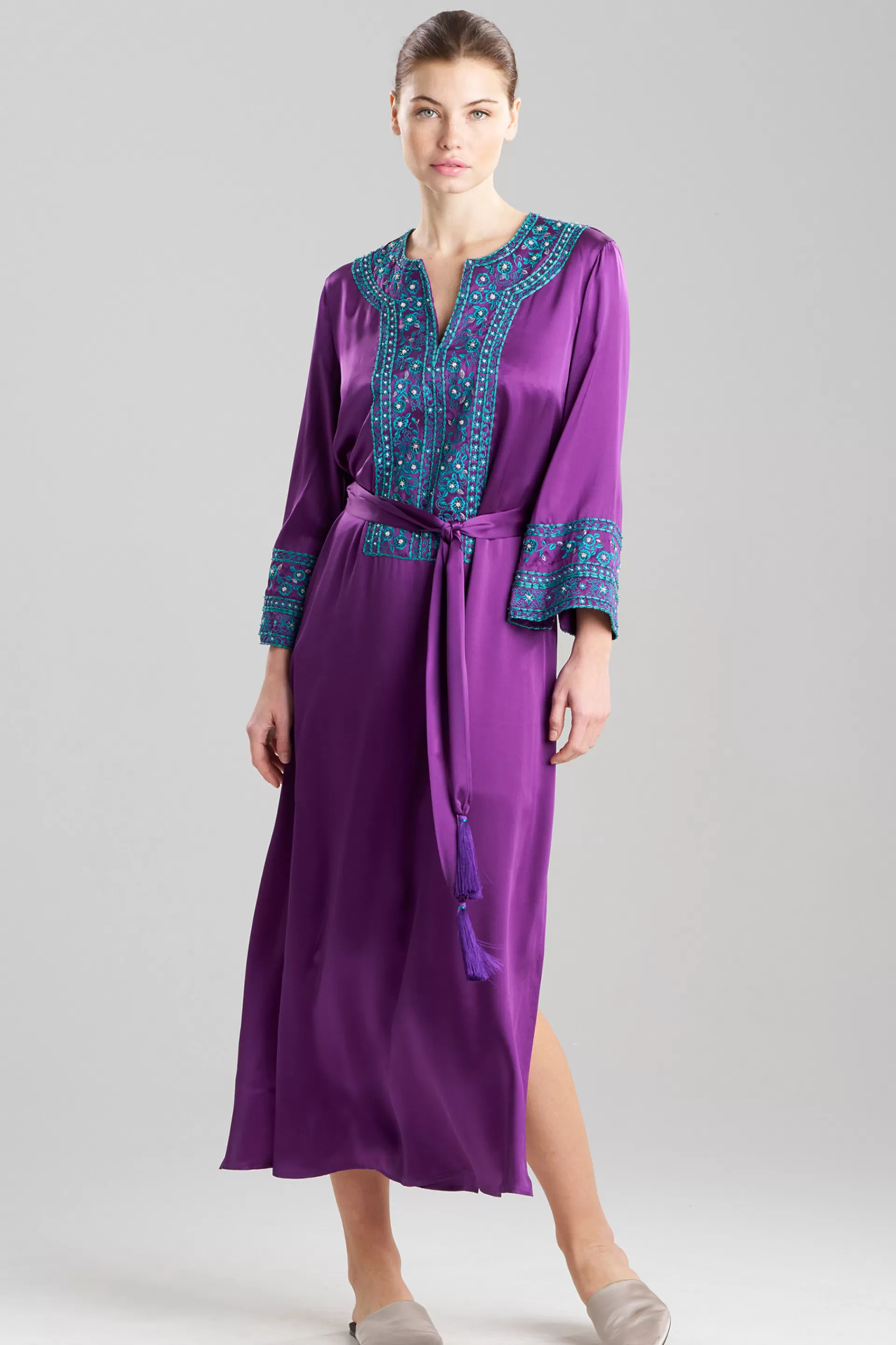 Natori Couture Caftans<Couture Ysobel Embroidered Silk Caftan Imperial Purple