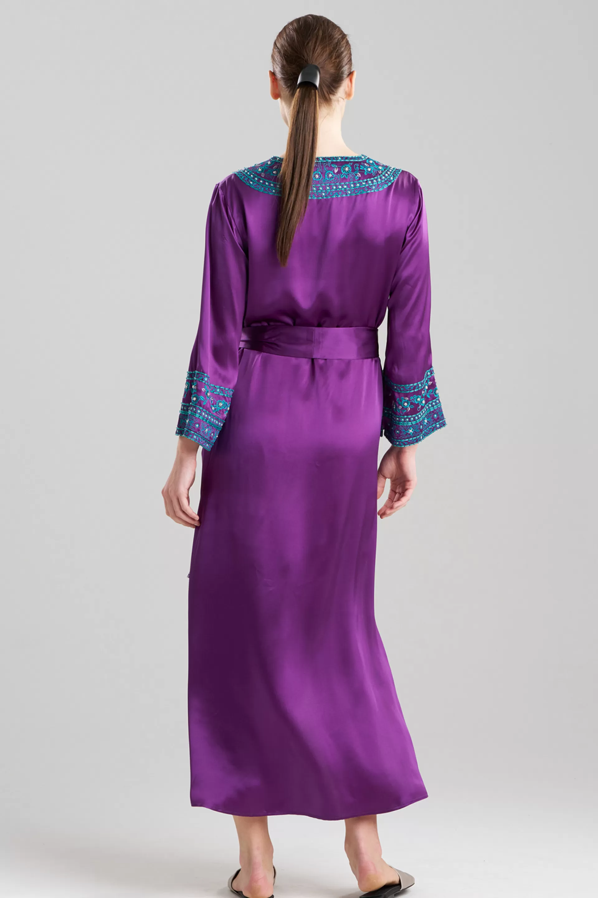 Natori Couture Caftans<Couture Ysobel Embroidered Silk Caftan Imperial Purple