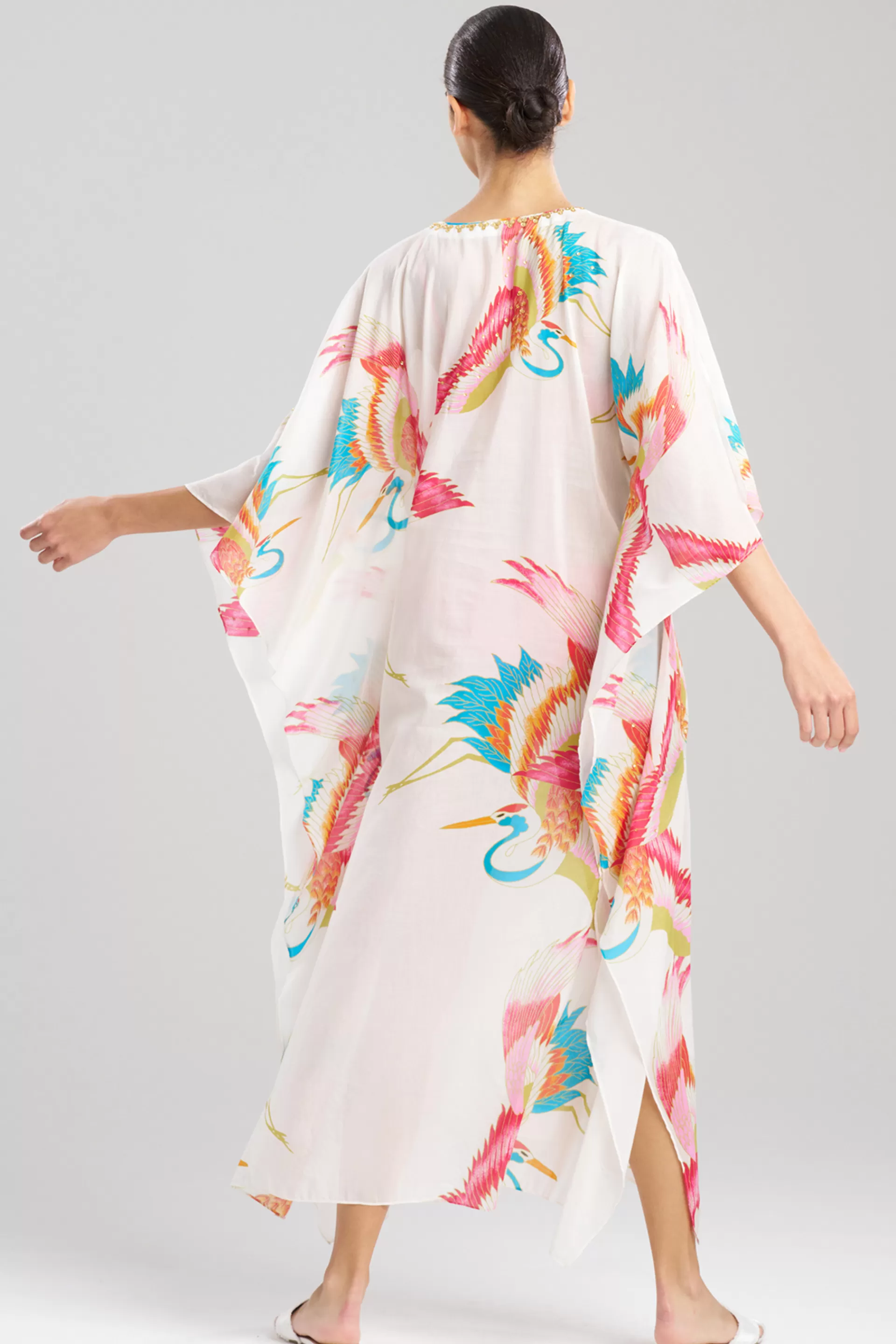 Natori Beach Caftans<Crane Cotton Silk Sequined Sheer Caftan