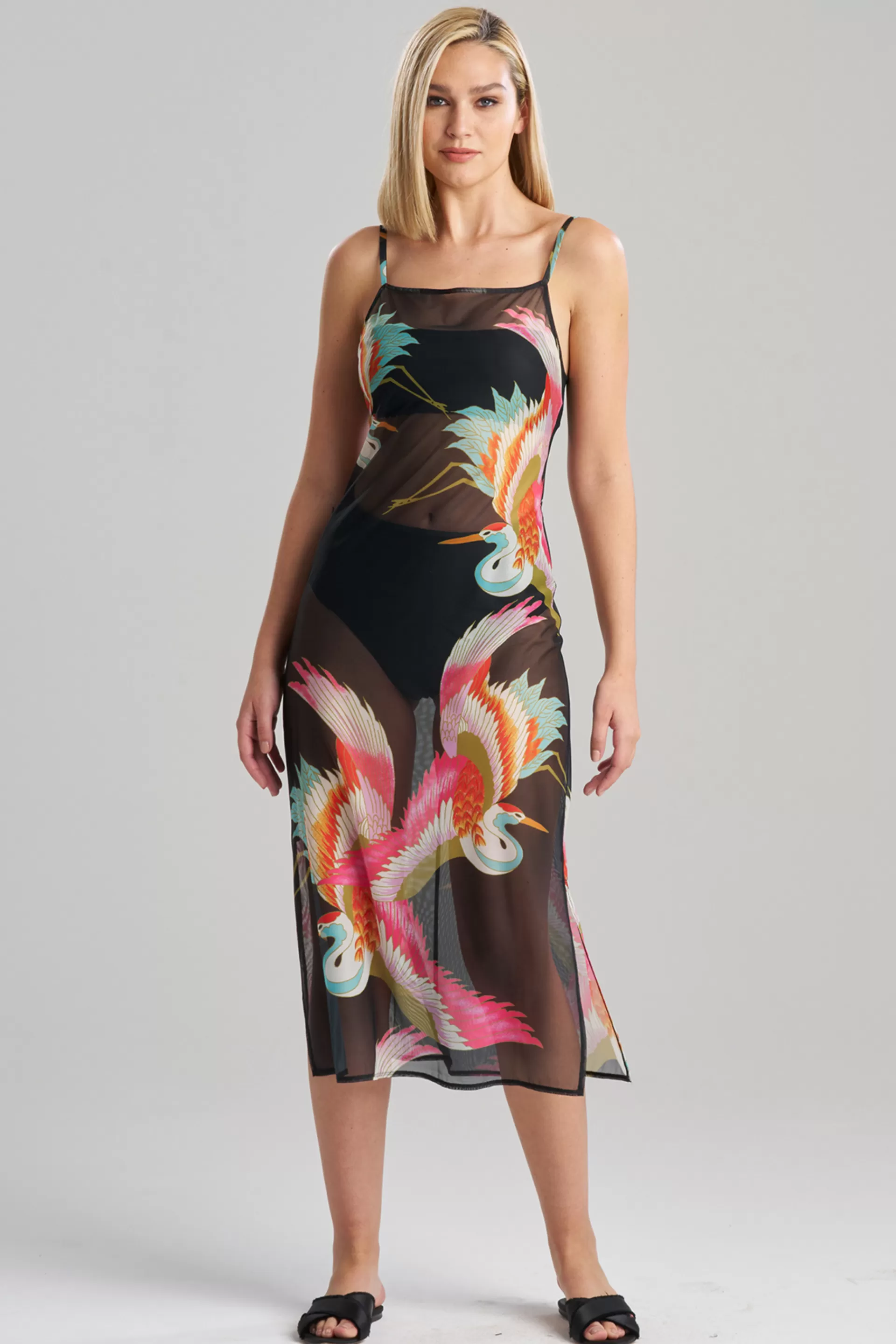 Natori Honeymoon | Beach Dresses<Crane Mesh Sheer Dress Black Multi