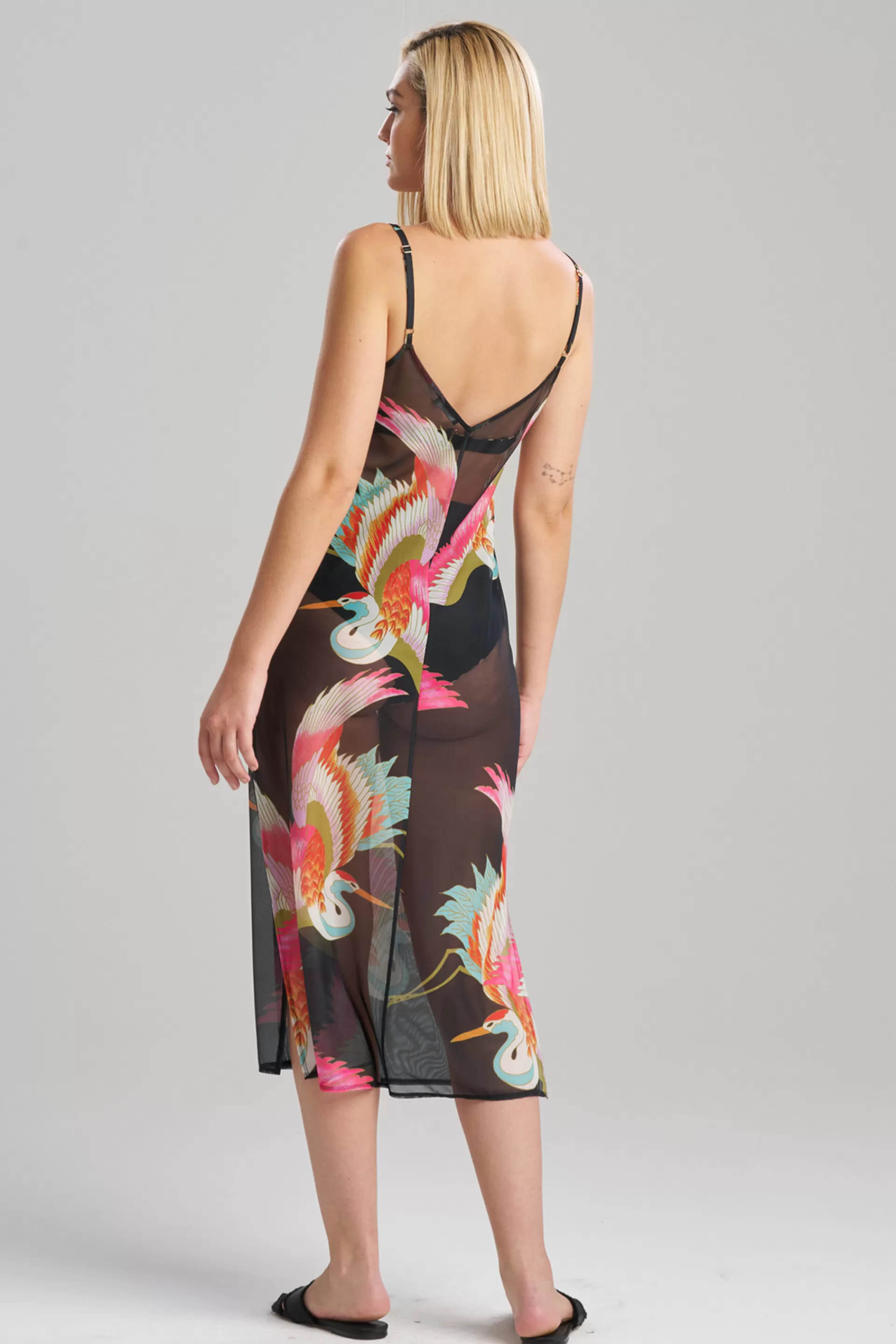 Natori Honeymoon | Beach Dresses<Crane Mesh Sheer Dress Black Multi