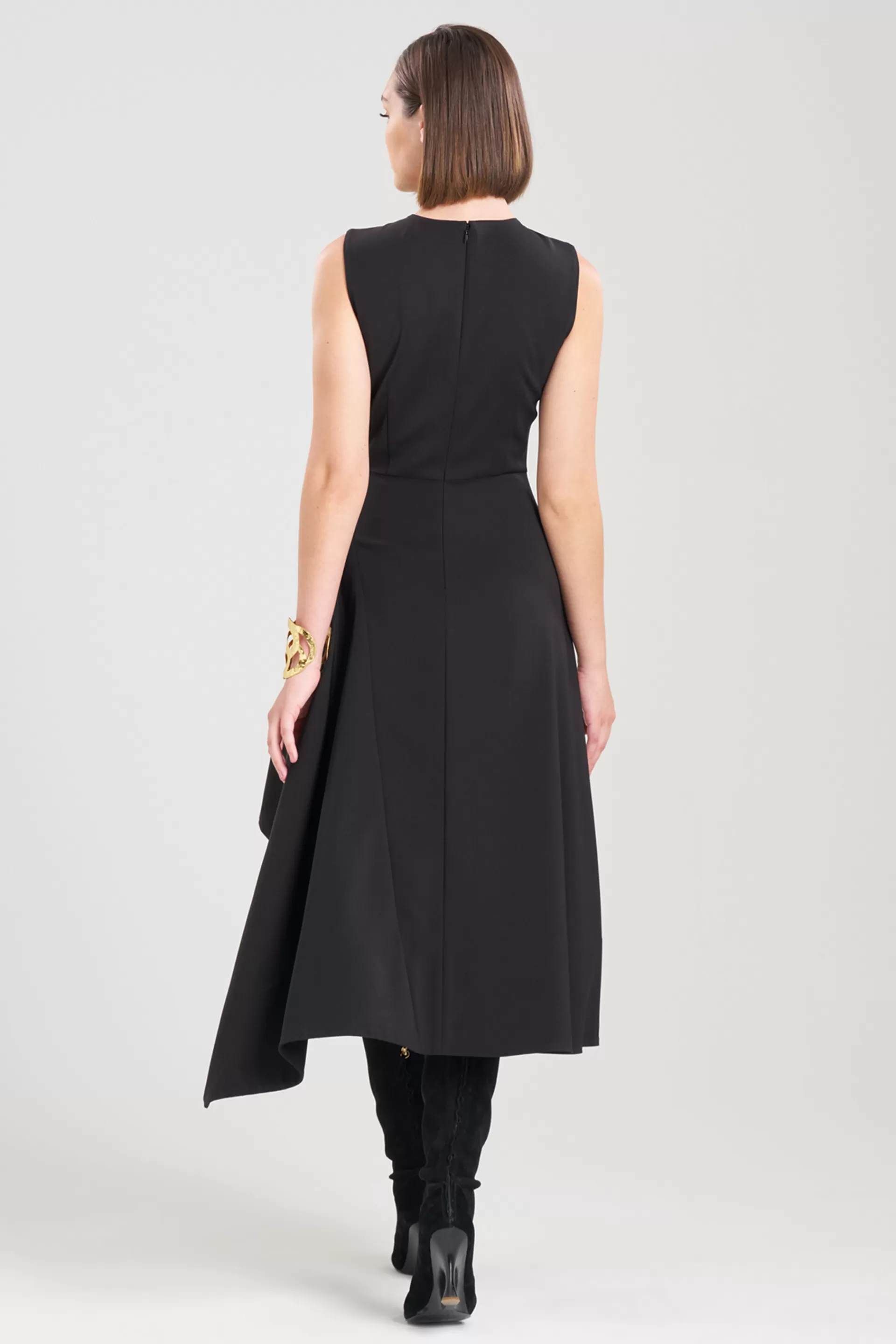 Natori Dresses | Wedding Guest Dresses<Crepe Asymmetrical Belted Dress Black