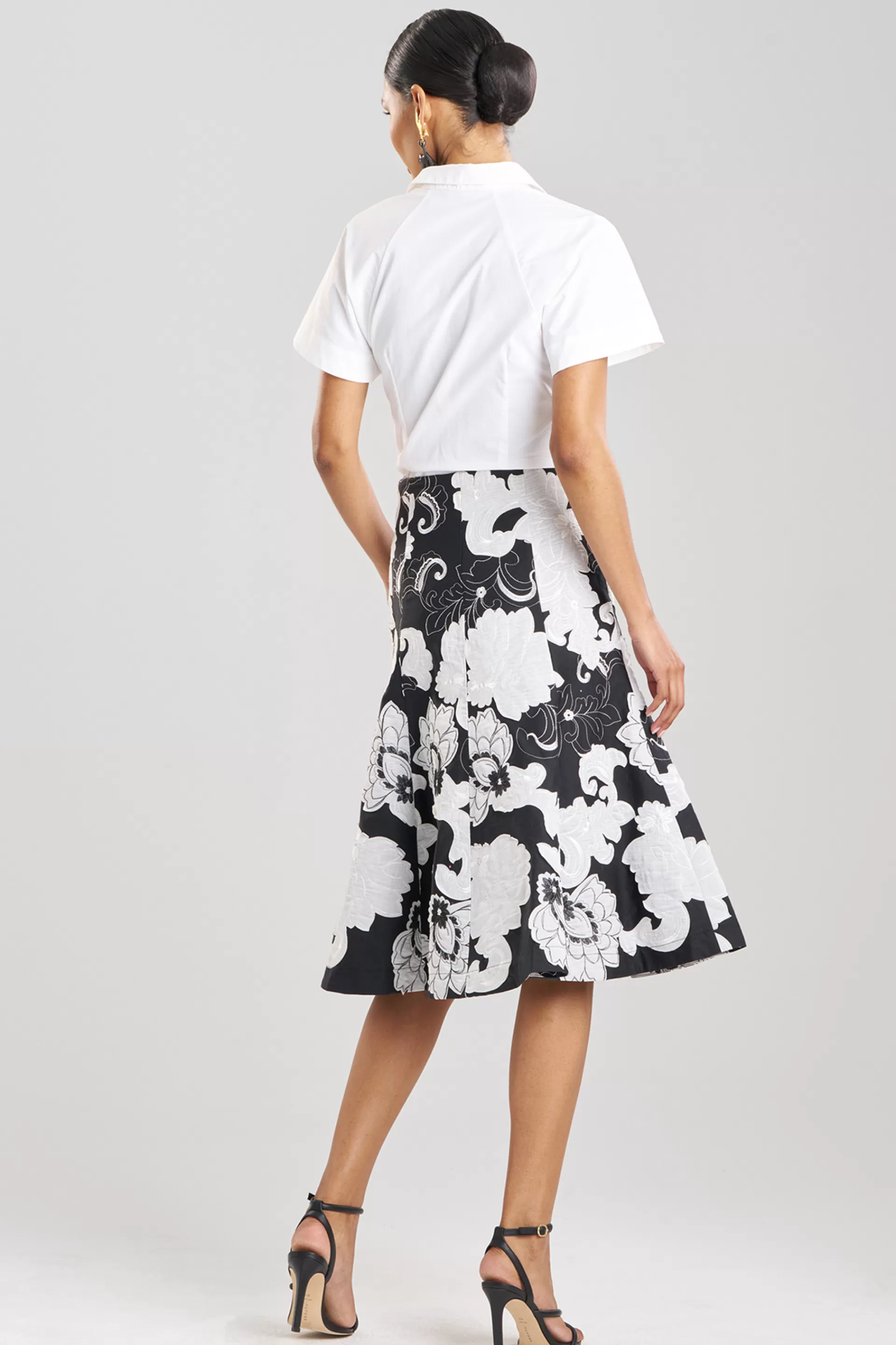 Natori Pants, Skirts & Shorts<Cressida Applique Flair Skirt Black Cream