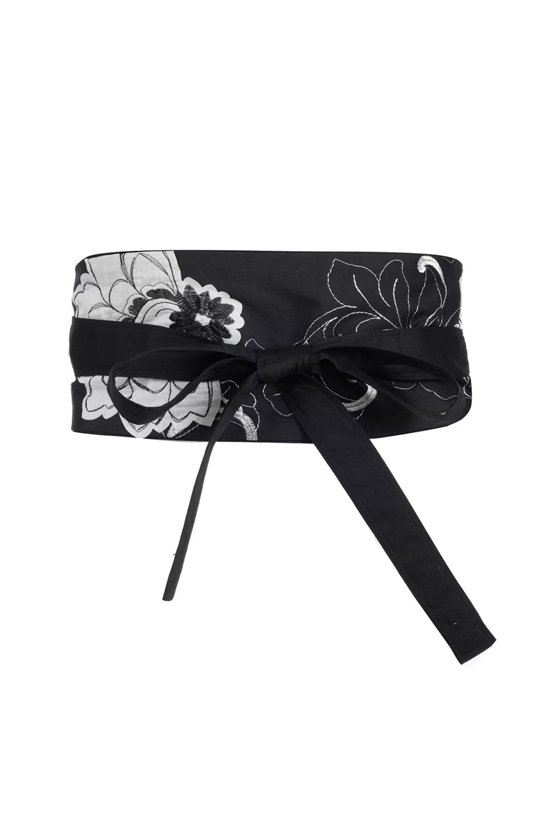 Natori Belts<Cressida Applique Obi Belt Black Cream