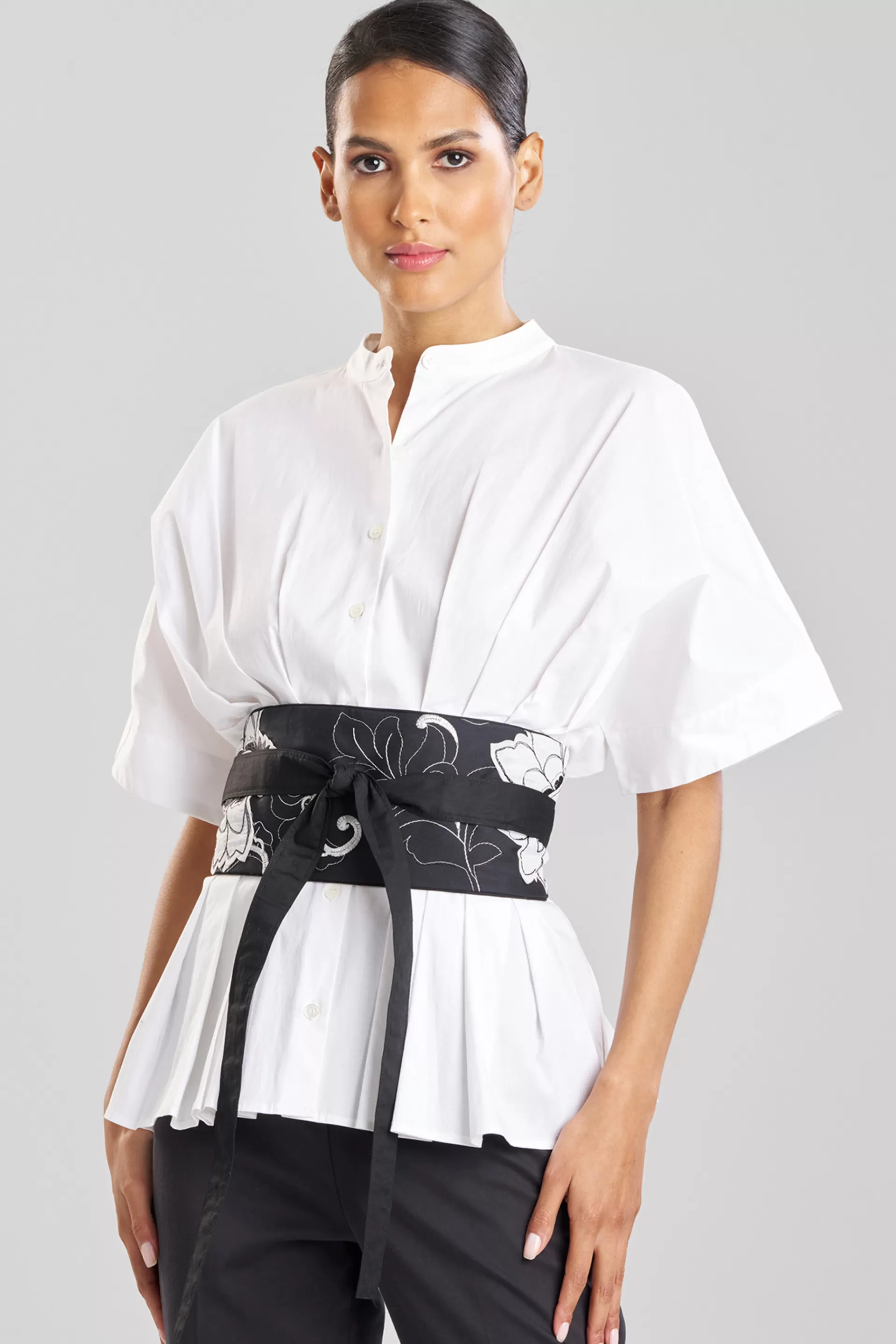 Natori Belts<Cressida Applique Obi Belt Black Cream