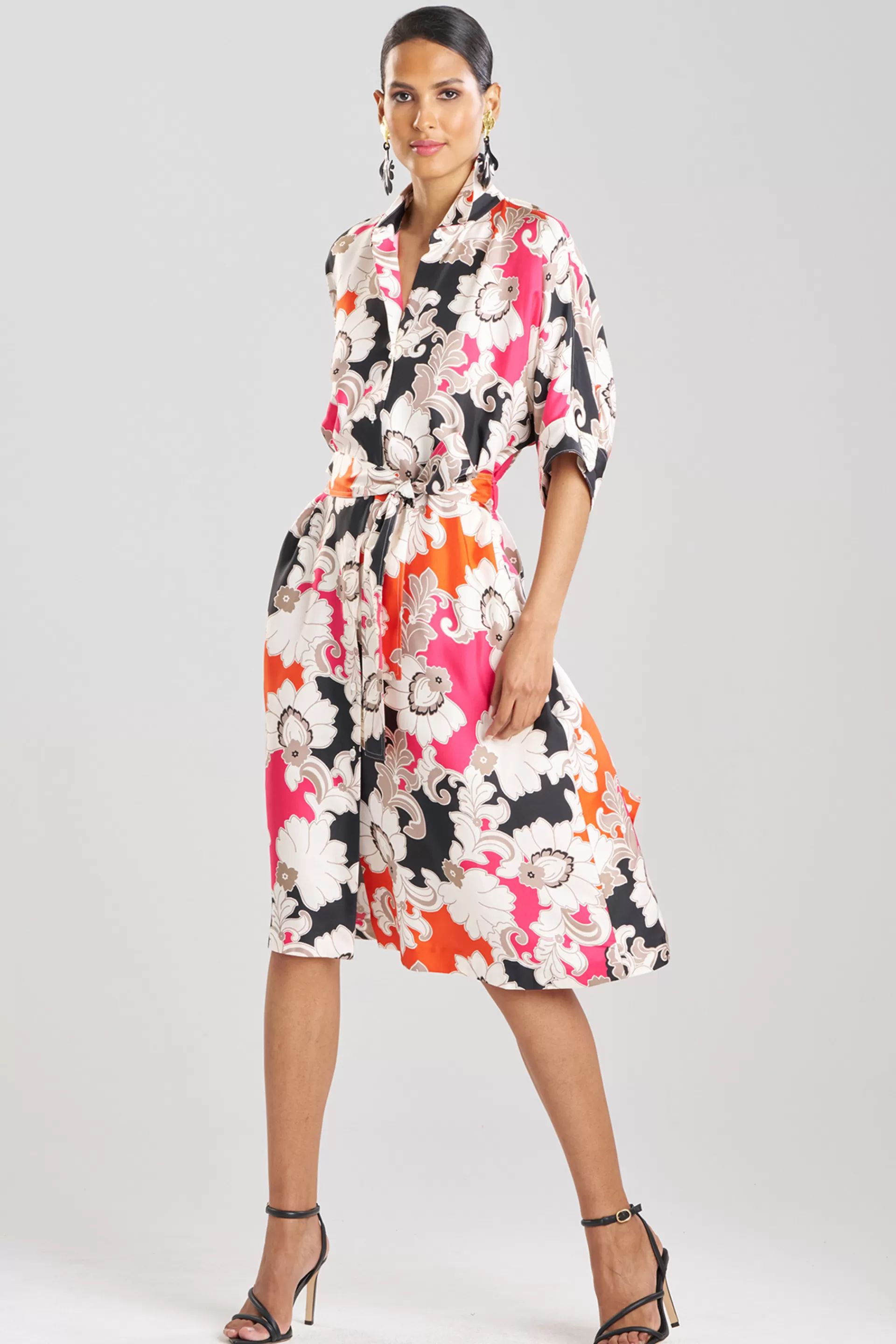 Natori Dresses<Cressida Printed Silk Twill Belted Shirtdress Multi Combo