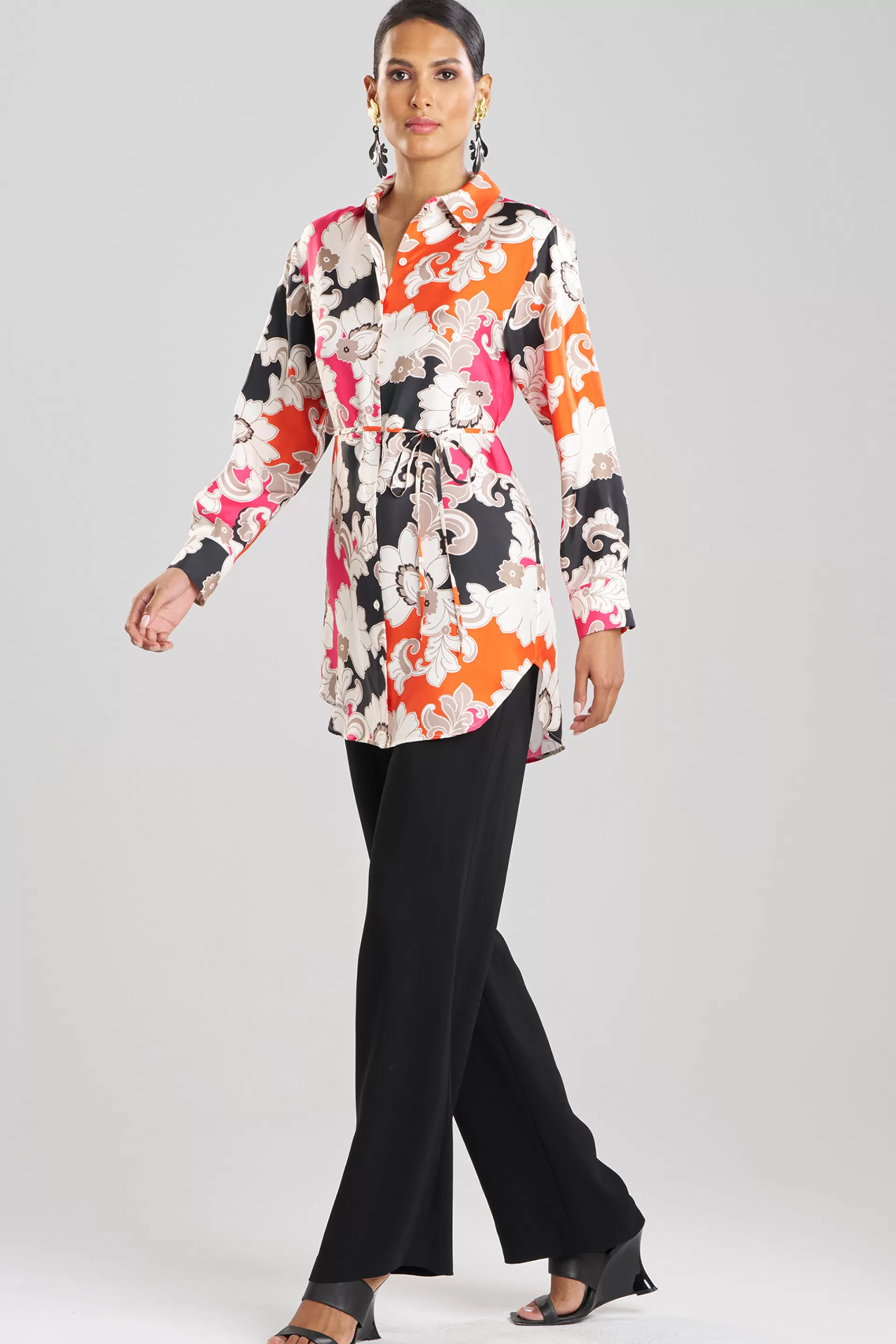 Natori Tops, Shirts & Tunics<Cressida Printed Silk Twill Tunic Shirt Multi Combo