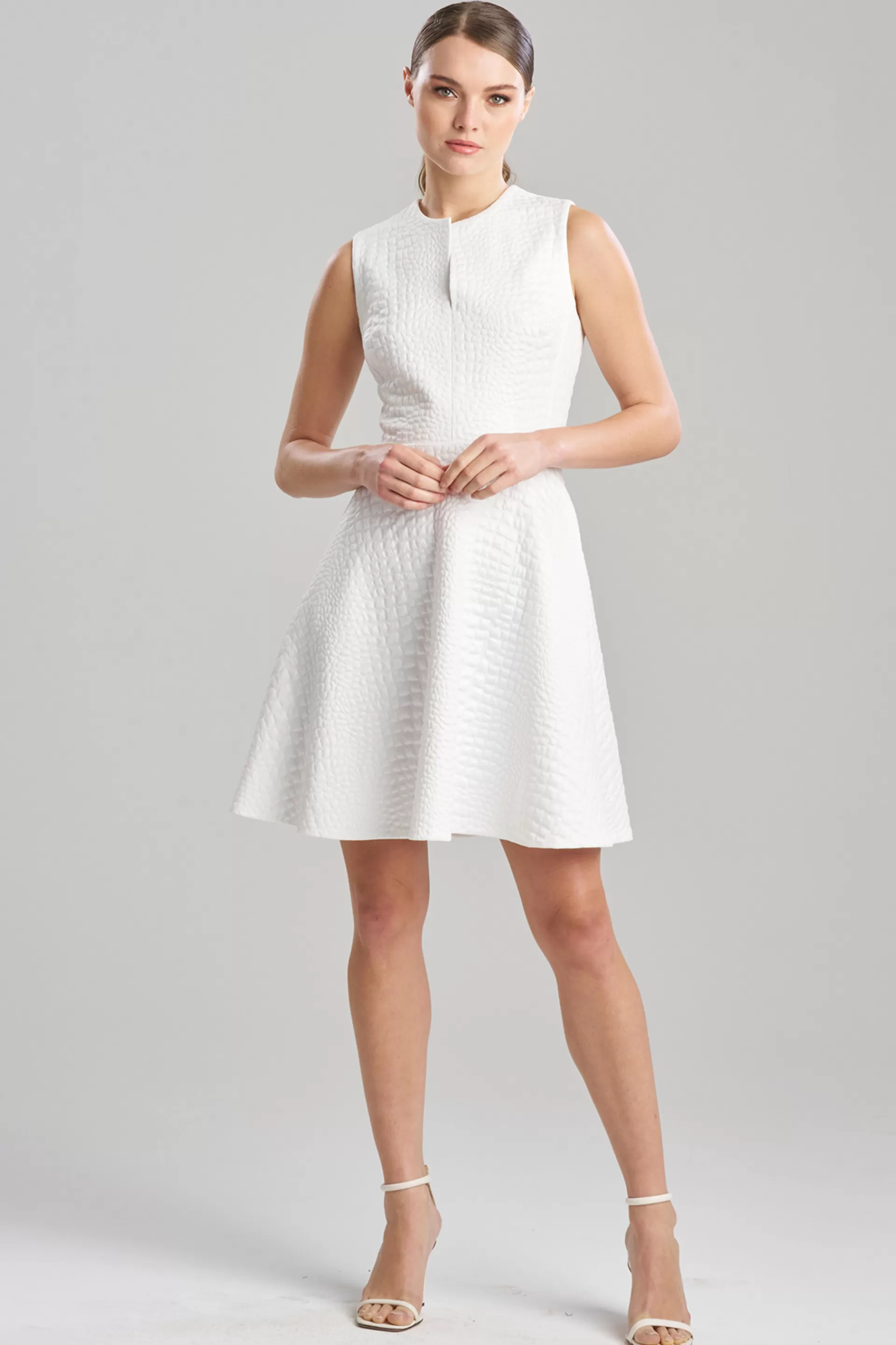 Natori Dresses<Crocodile Jacquard Dress White