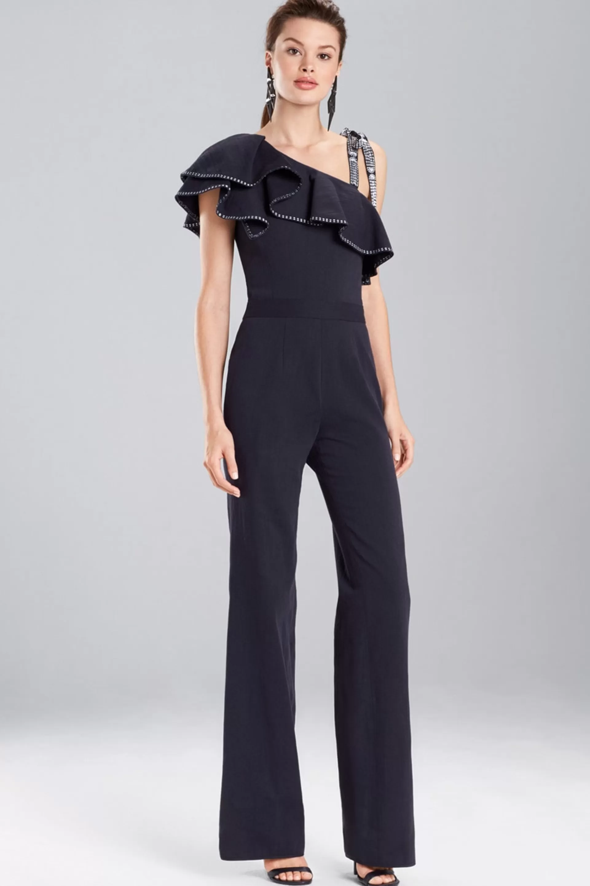 Natori Jumpsuits<Denim Ruffle Jumpsuit Black