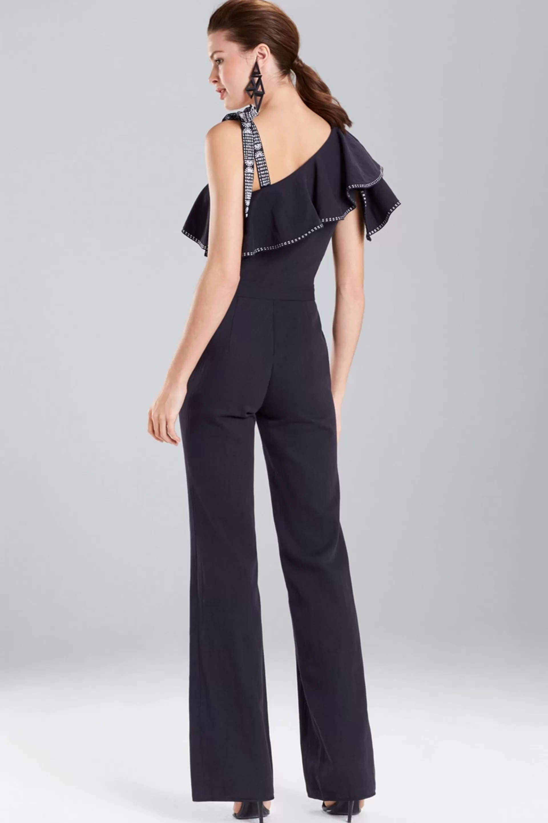 Natori Jumpsuits<Denim Ruffle Jumpsuit Black