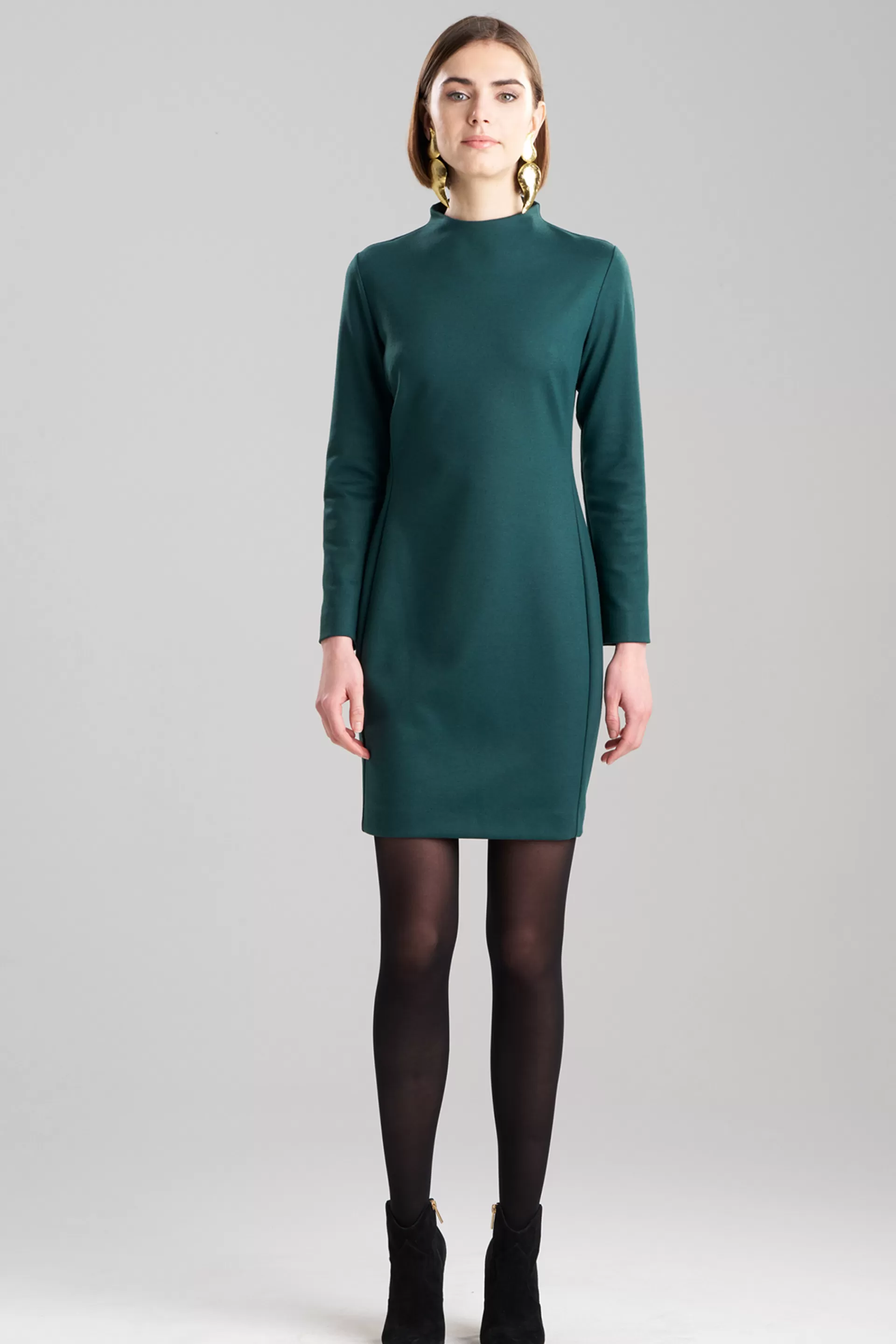 Natori Dresses<Double Jersey Mock Neck Sheath Dress Bottle Green