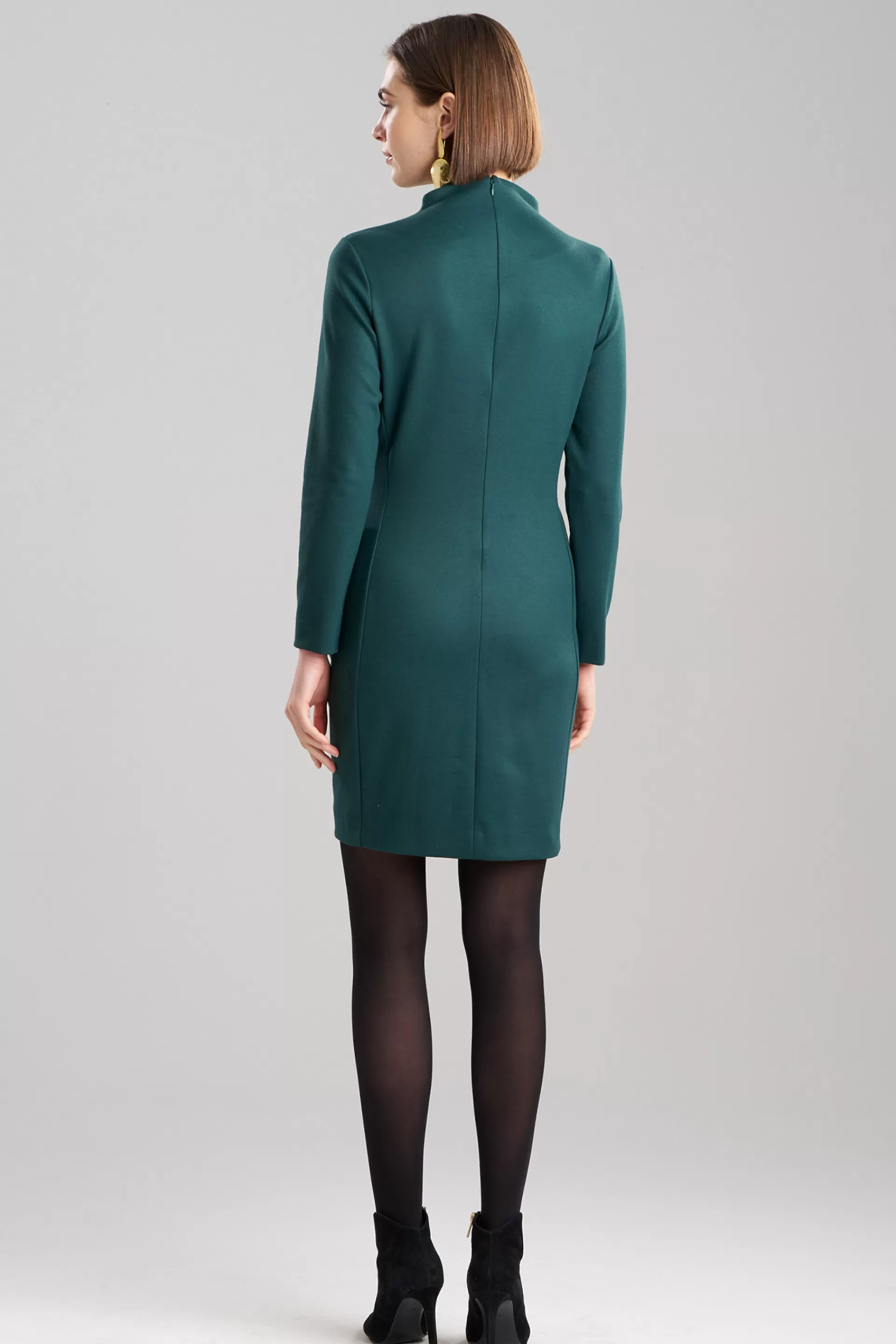 Natori Dresses<Double Jersey Mock Neck Sheath Dress Bottle Green