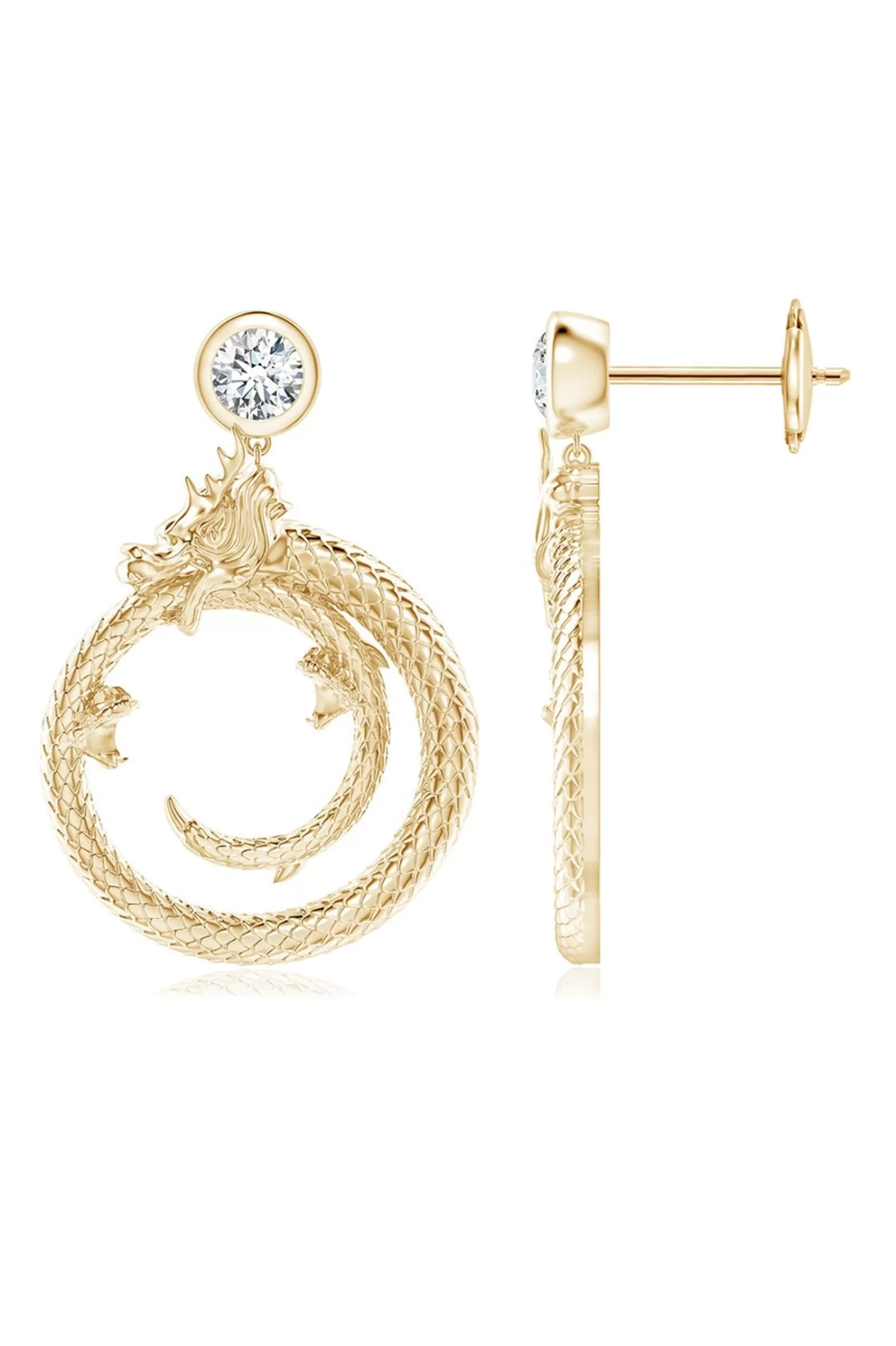 Natori Earrings | Dragon<Dragon 14k Ear Danglers With Diamond Yellow Gold