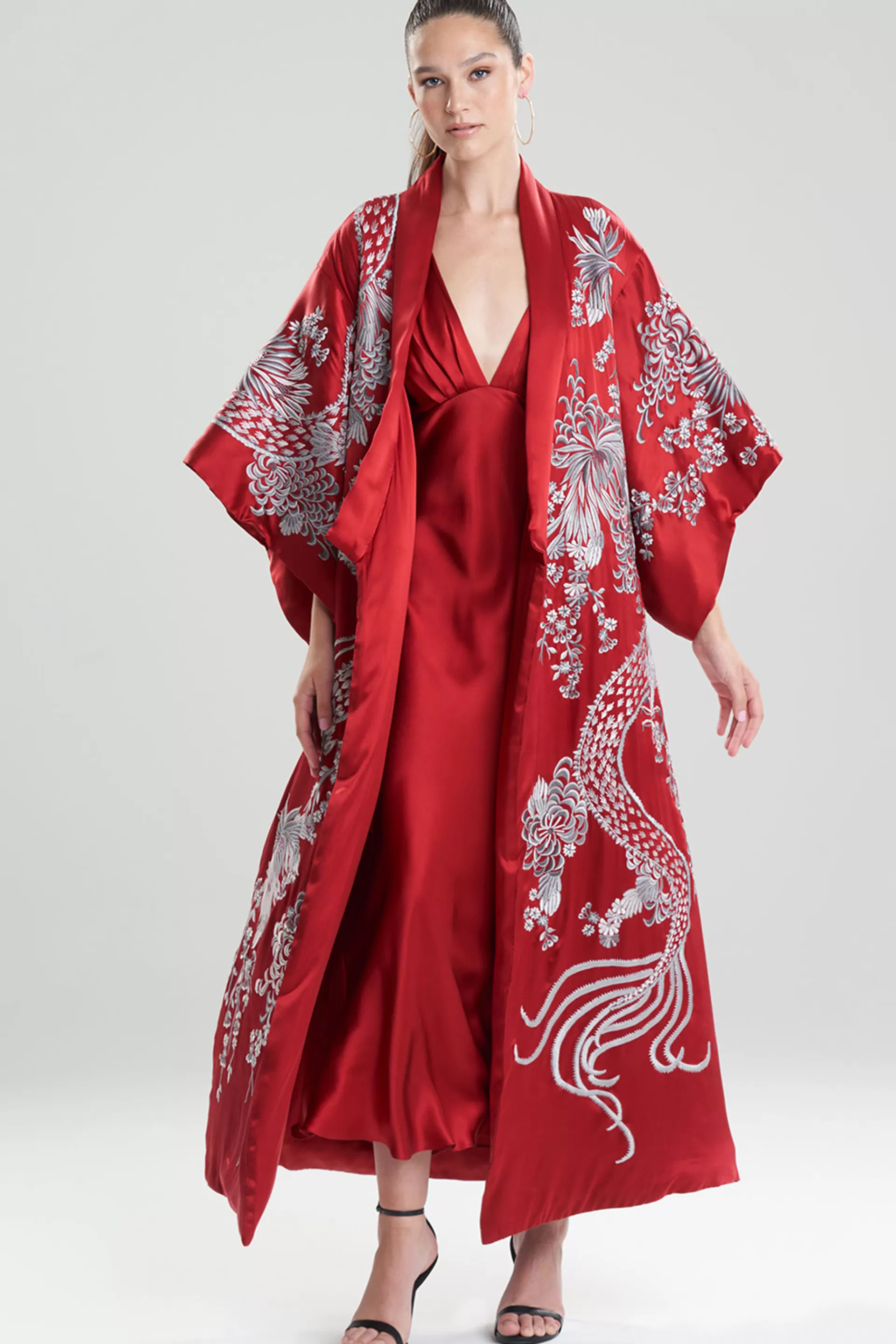 Natori Robes & Kimonos | Couture Robes<Dragon Embroidery Silk Robe Imperial Red