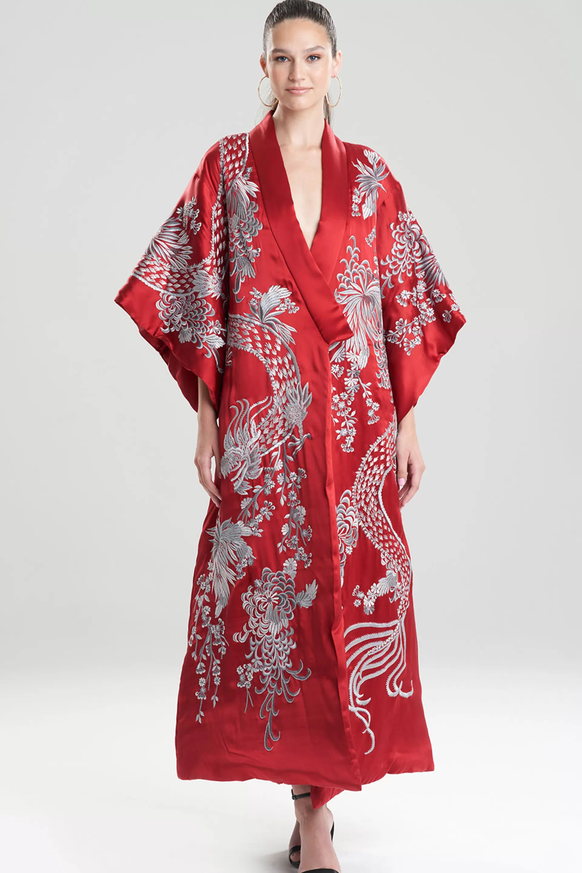 Natori Robes & Kimonos | Couture Robes<Dragon Embroidery Silk Robe Imperial Red