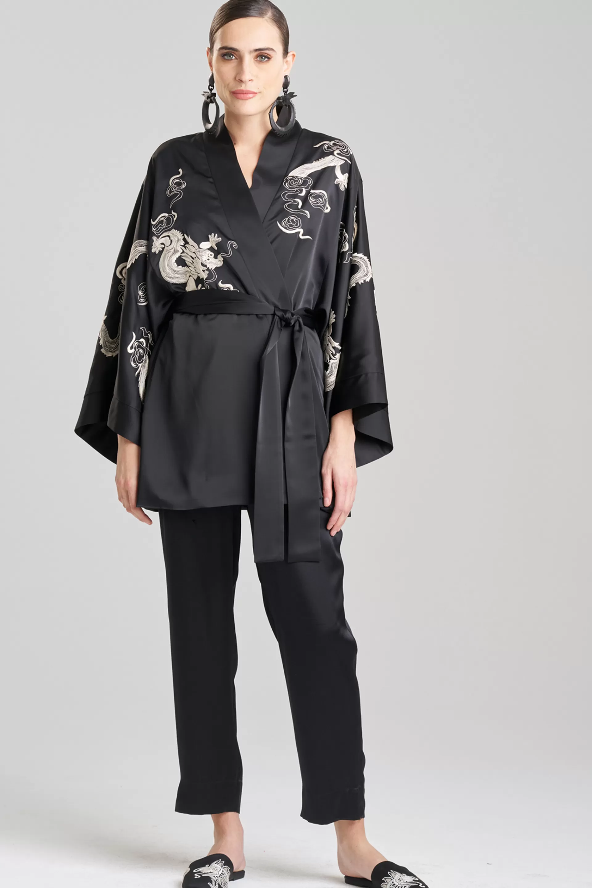 Natori Robes & Kimonos | Unisex<Dragon Luxe Charmeuse Embroidered Unisex Kimono