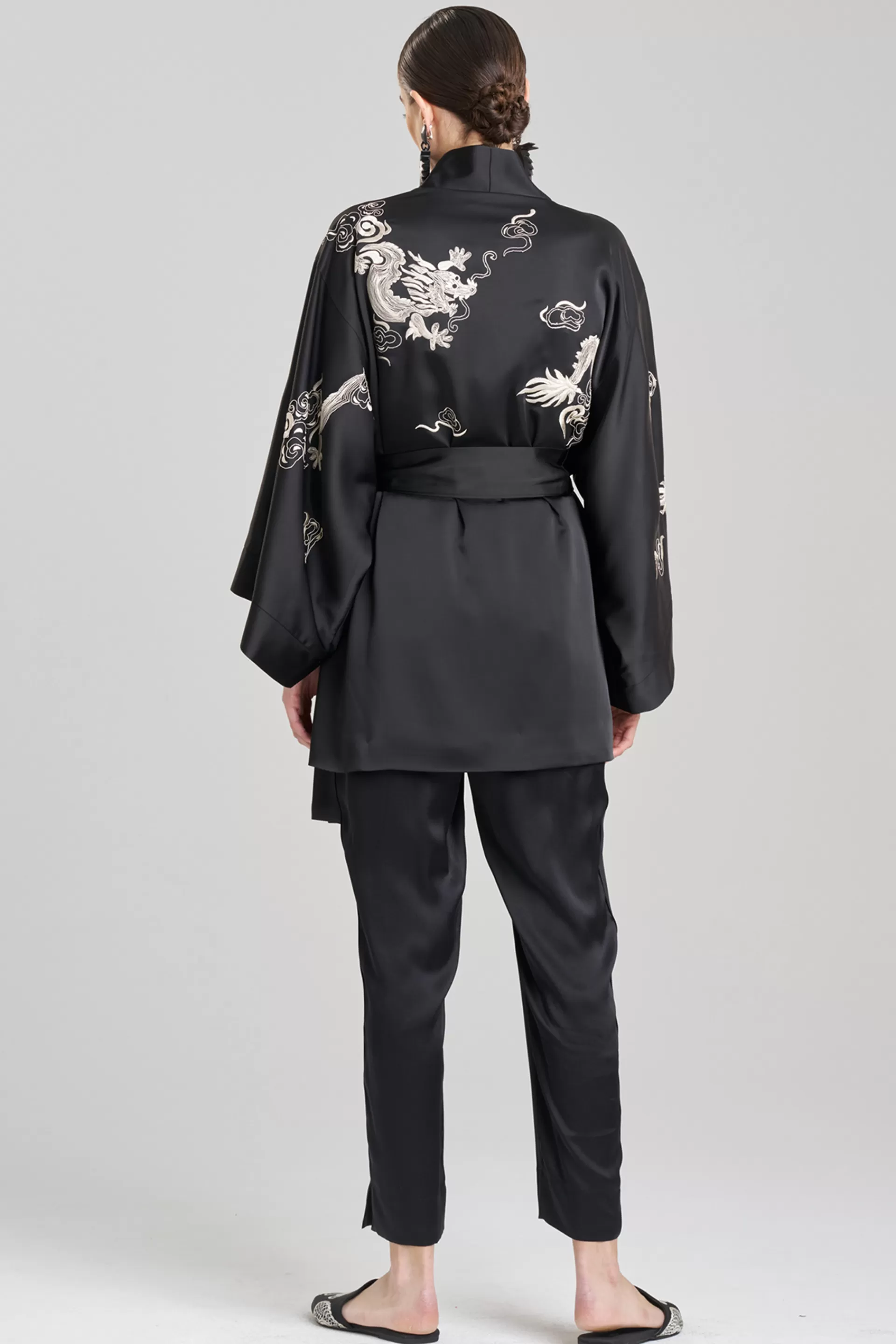 Natori Robes & Kimonos | Unisex<Dragon Luxe Charmeuse Embroidered Unisex Kimono