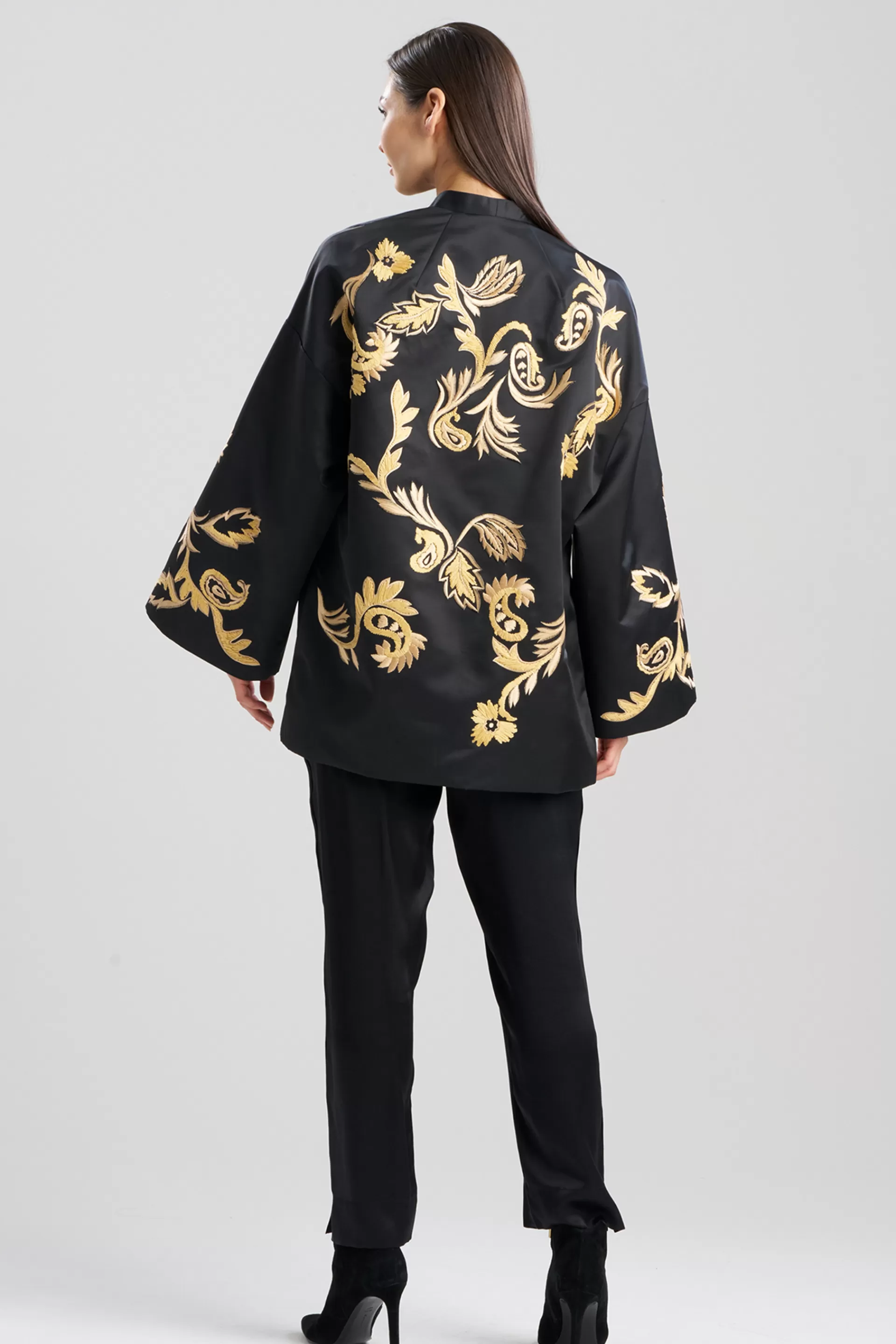 Natori Jackets & Outerwear<Duchess Satin Embroidered Coat Black