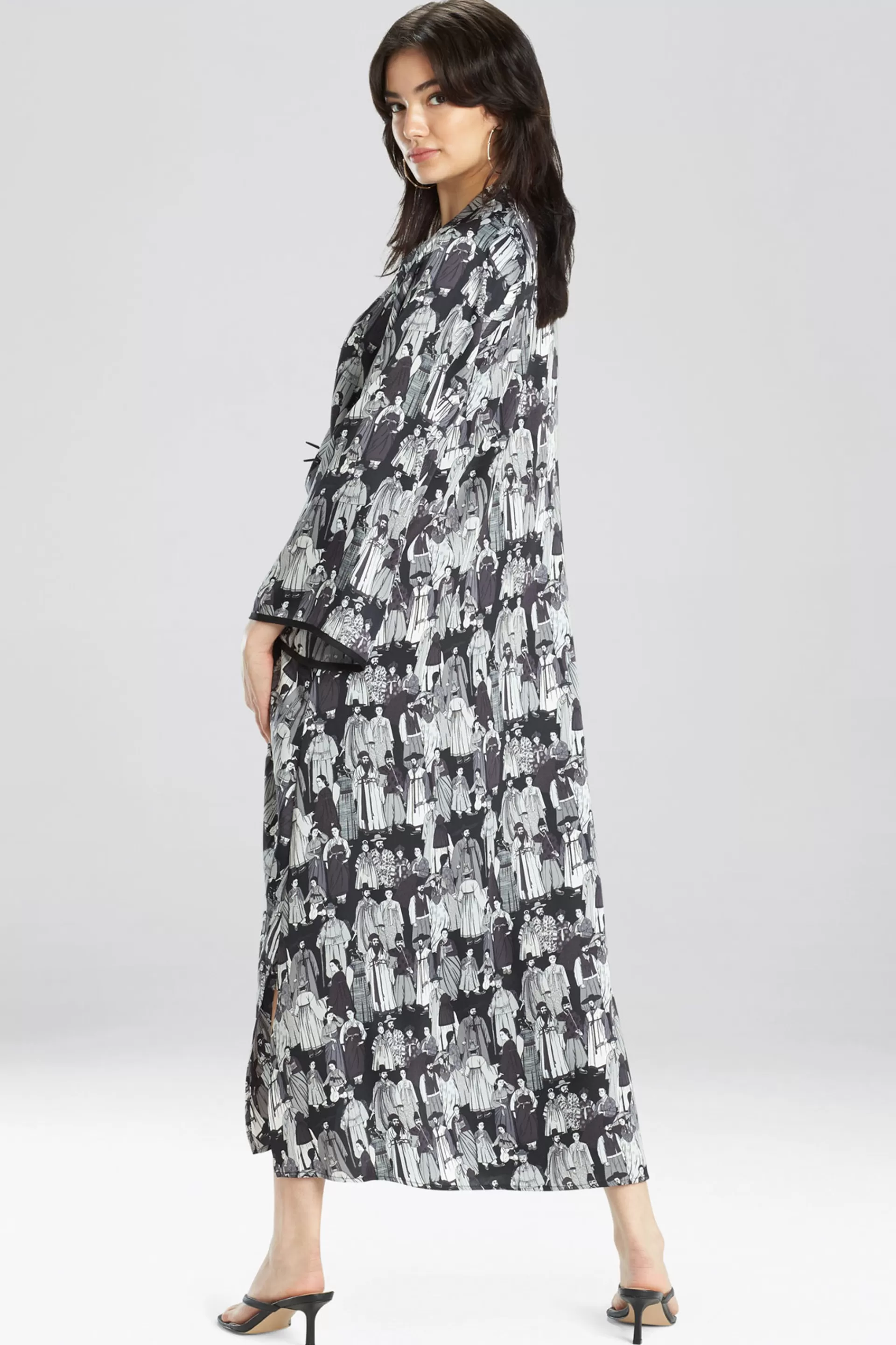 Natori Caftans | Caftan Dresses<Dynasty Mandarin Zip Caftan - Black Black/Grey