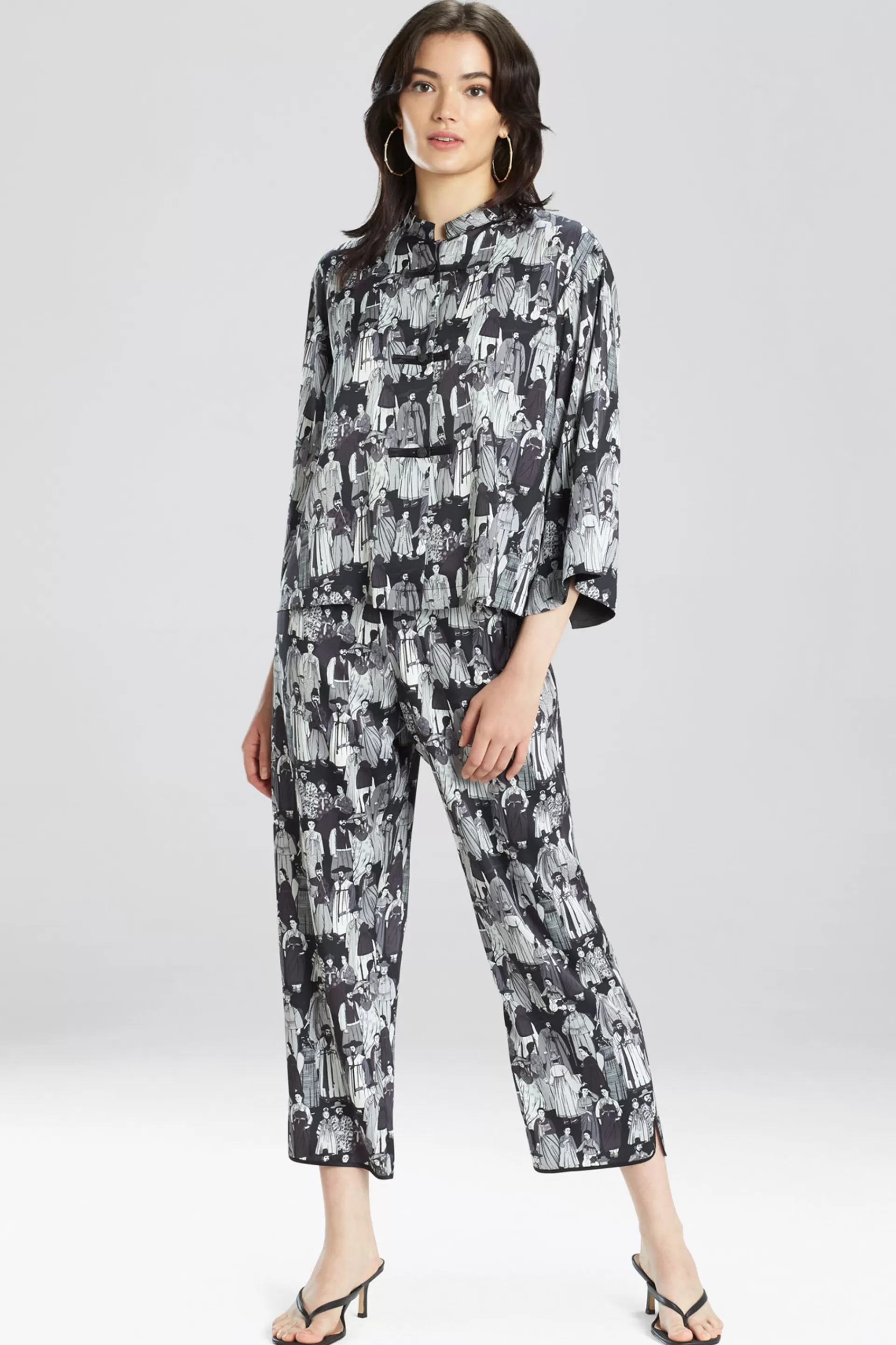 Natori Pajama Sets<Dynasty PJ - Black Black/Grey