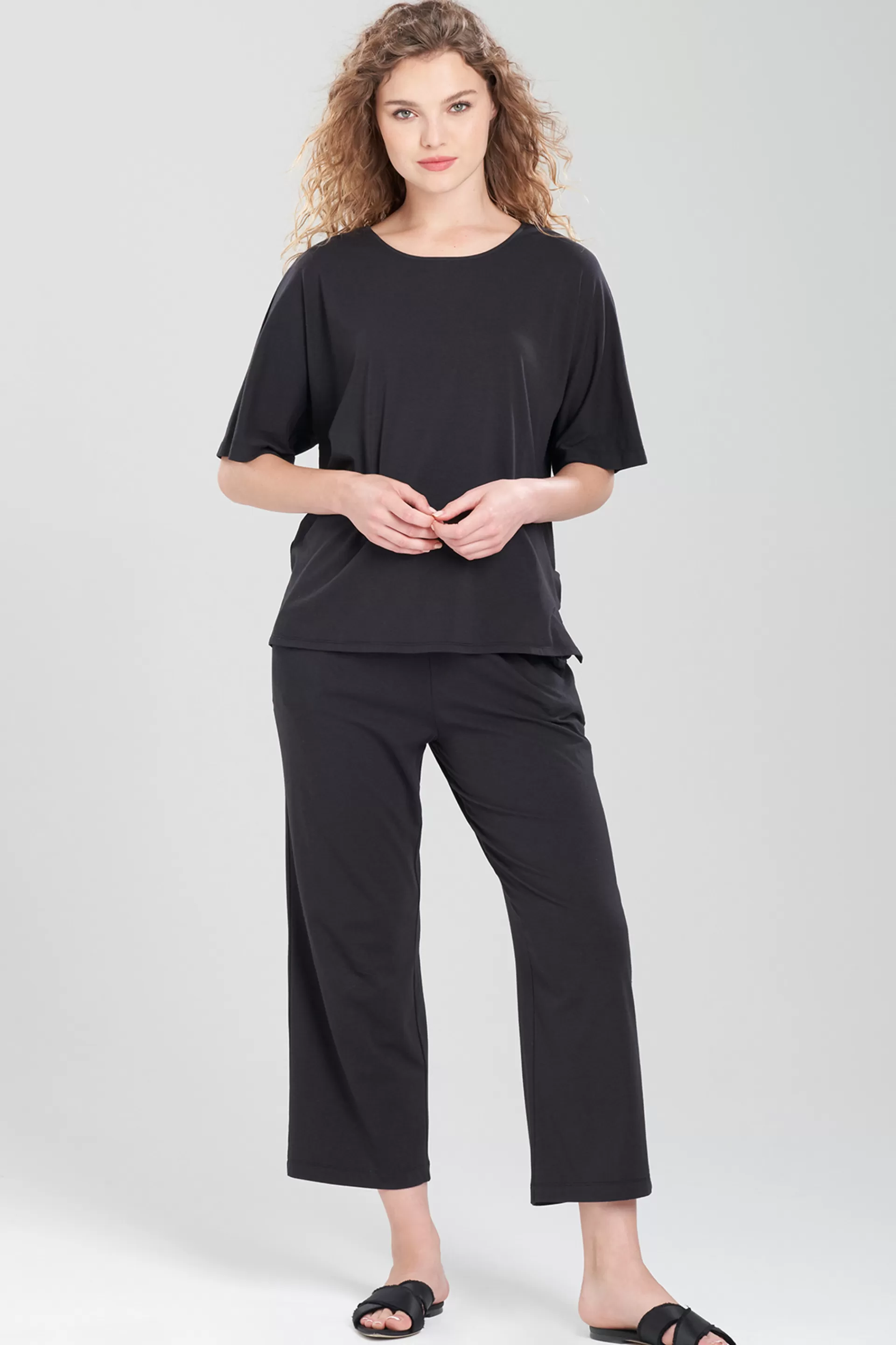 Natori Pajama Tops | Lounge Tops<Ease Short Sleeve Top Black