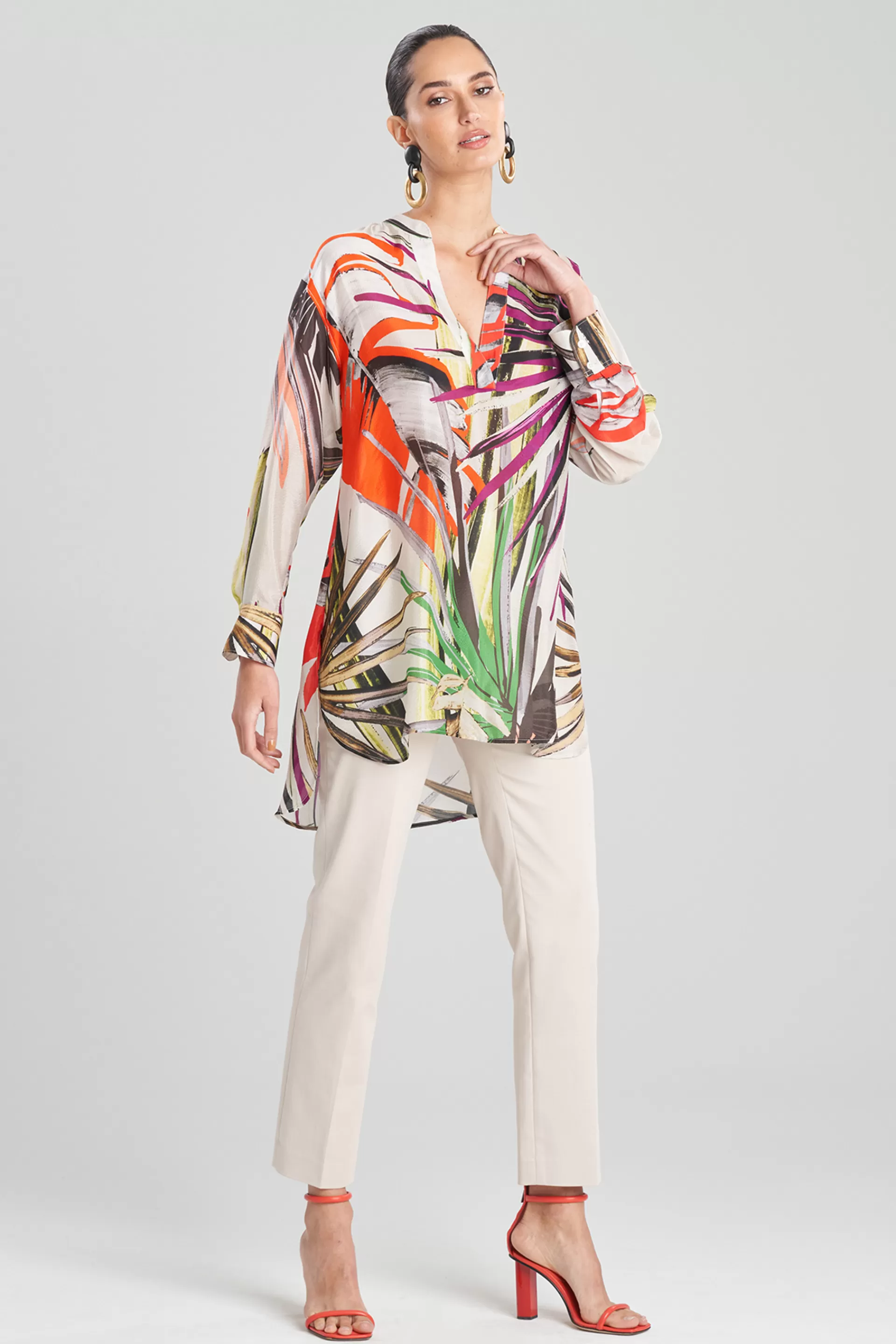 Natori Tops, Shirts & Tunics<El Nido Obi Silk Oversized Top White Sand