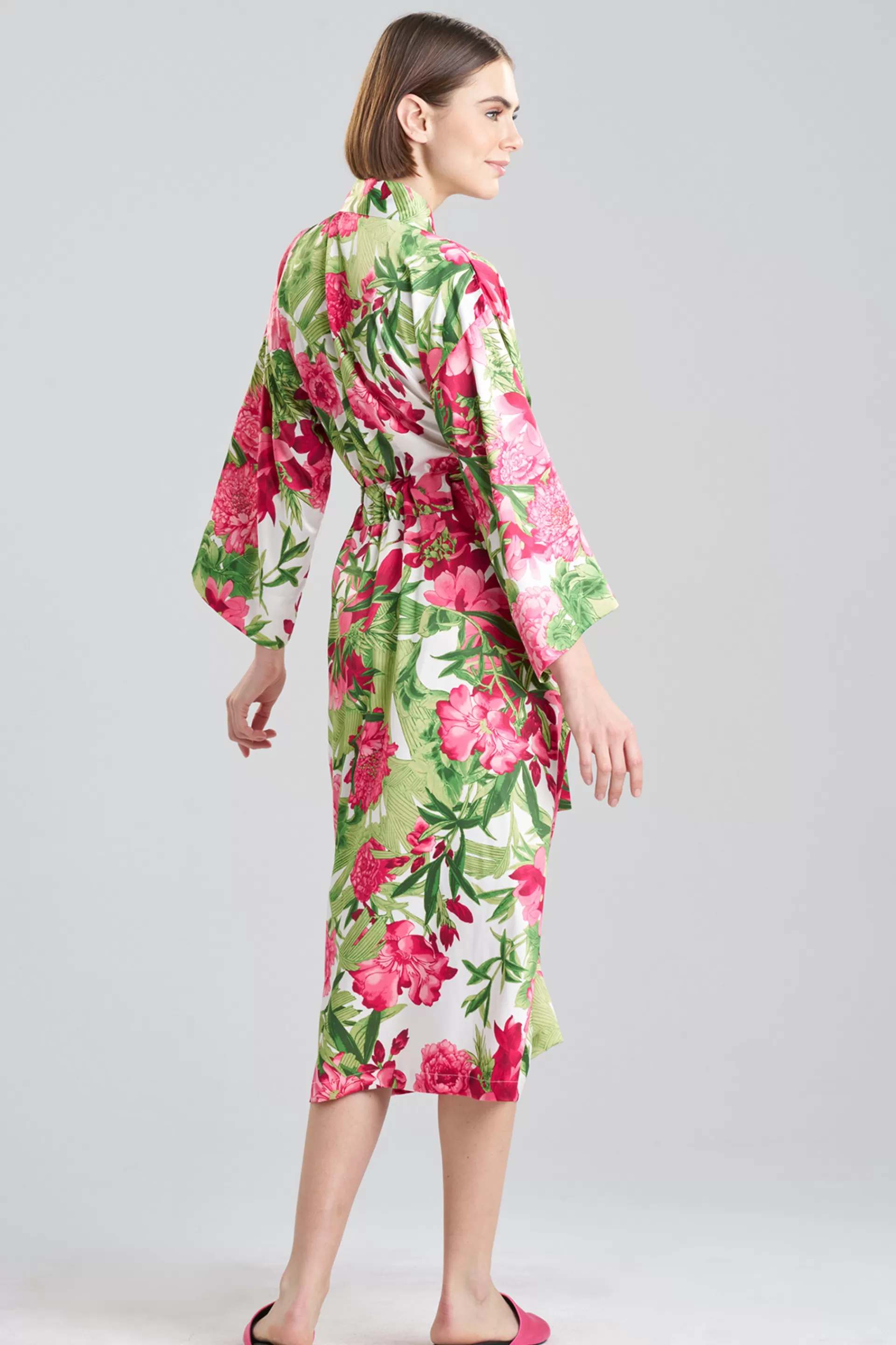 Natori Plus Sizes | Robes & Kimonos<Enchanted Peony Satin Robe Warm White