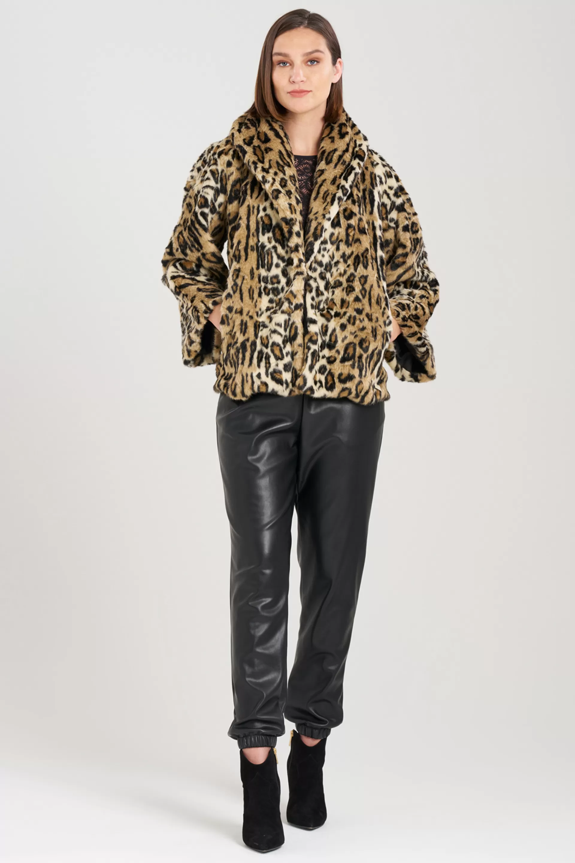 Natori Jackets & Outerwear<Faux Leopard Fur Shawl Coat Natural