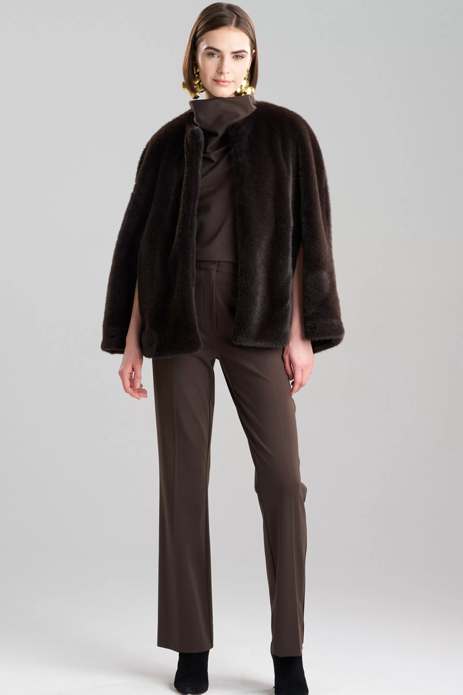 Natori Jackets & Outerwear<Faux Mink Cape Espresso