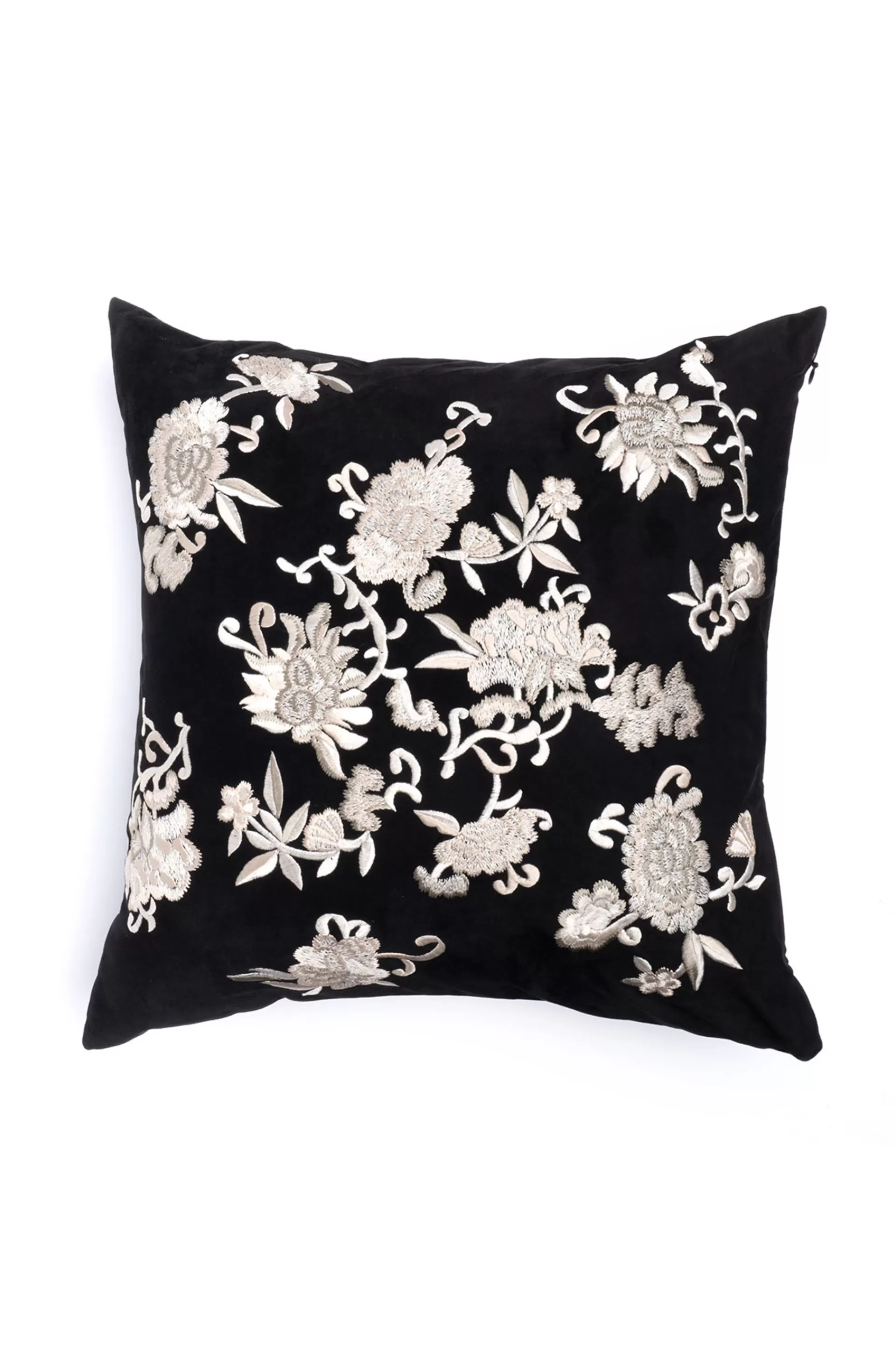 Natori Bedding | Throw Pillows<Faux Suede Mandarin Embroidered Pillow Black