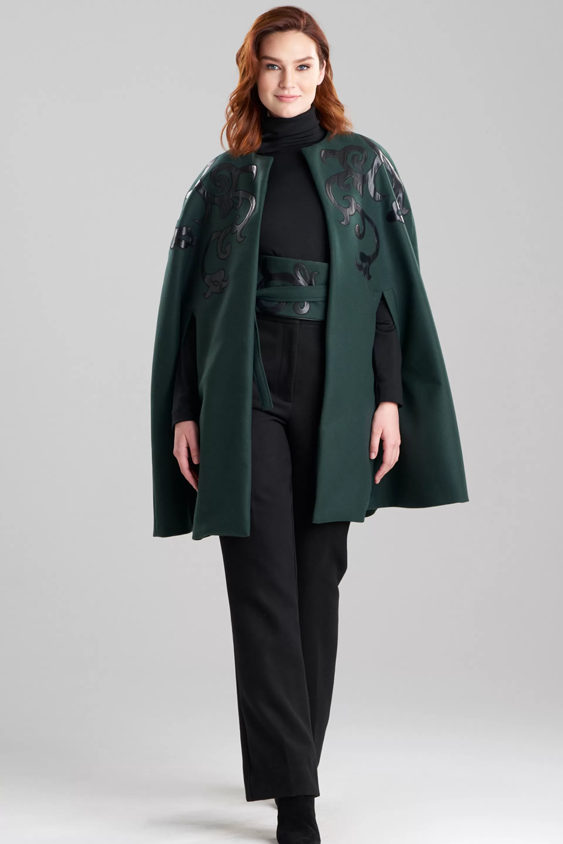 Natori Jackets & Outerwear<Felt Embroidered Cape Bottle Green