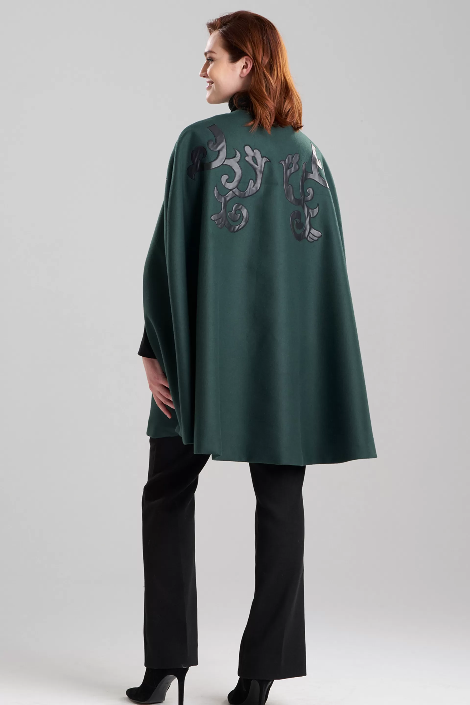 Natori Jackets & Outerwear<Felt Embroidered Cape Bottle Green