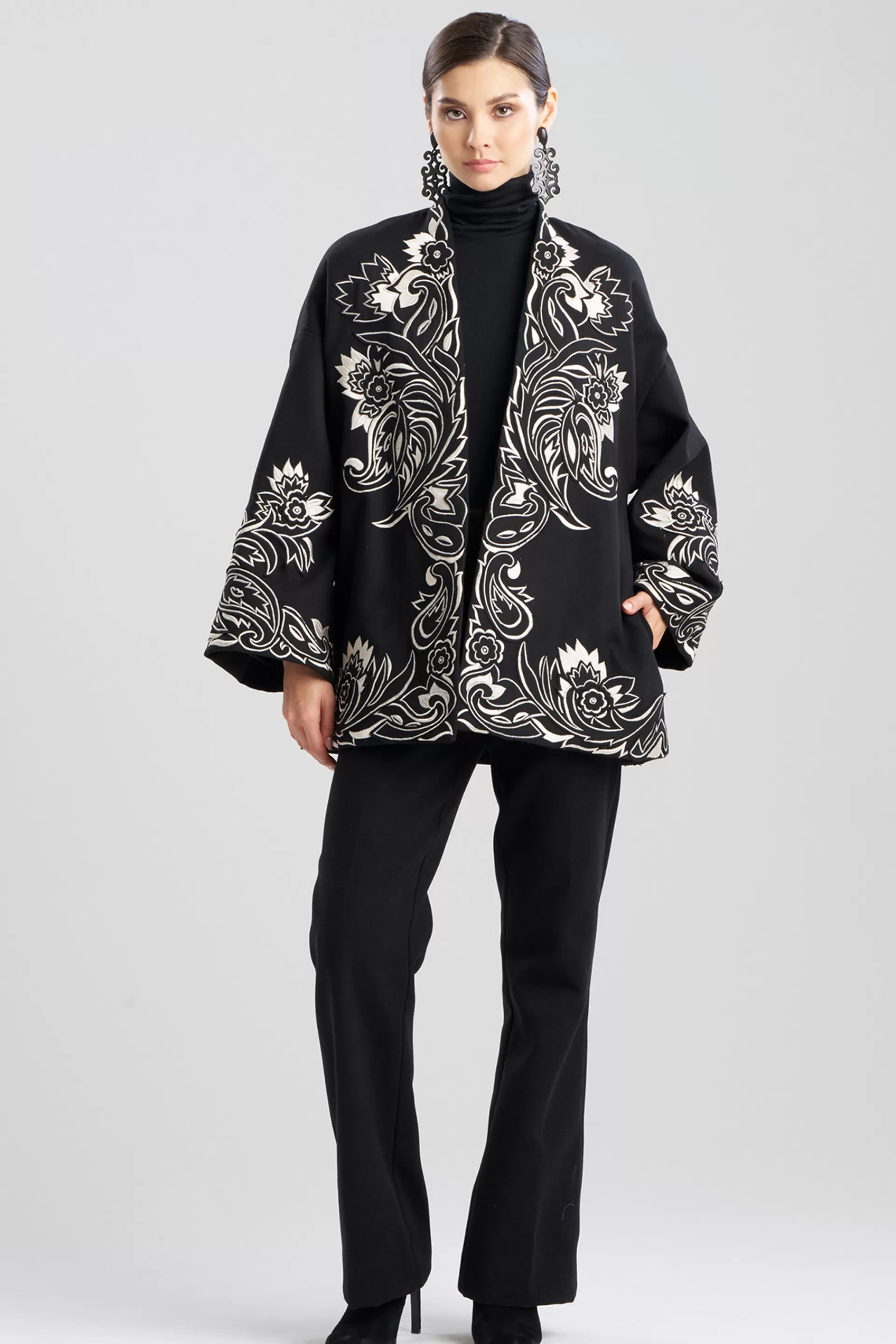 Natori Jackets & Outerwear<Felt Embroidered Coat Black