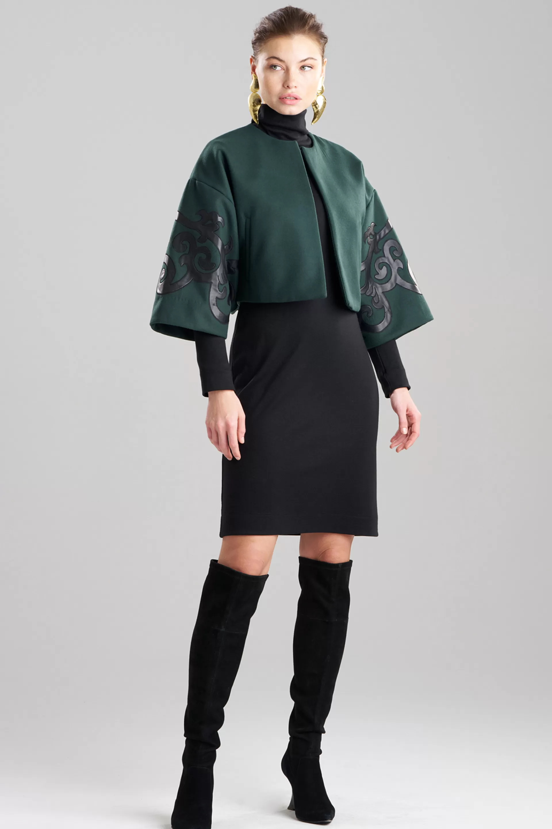 Natori Jackets & Outerwear<Felt Embroidered Cropped Jacket Bottle Green