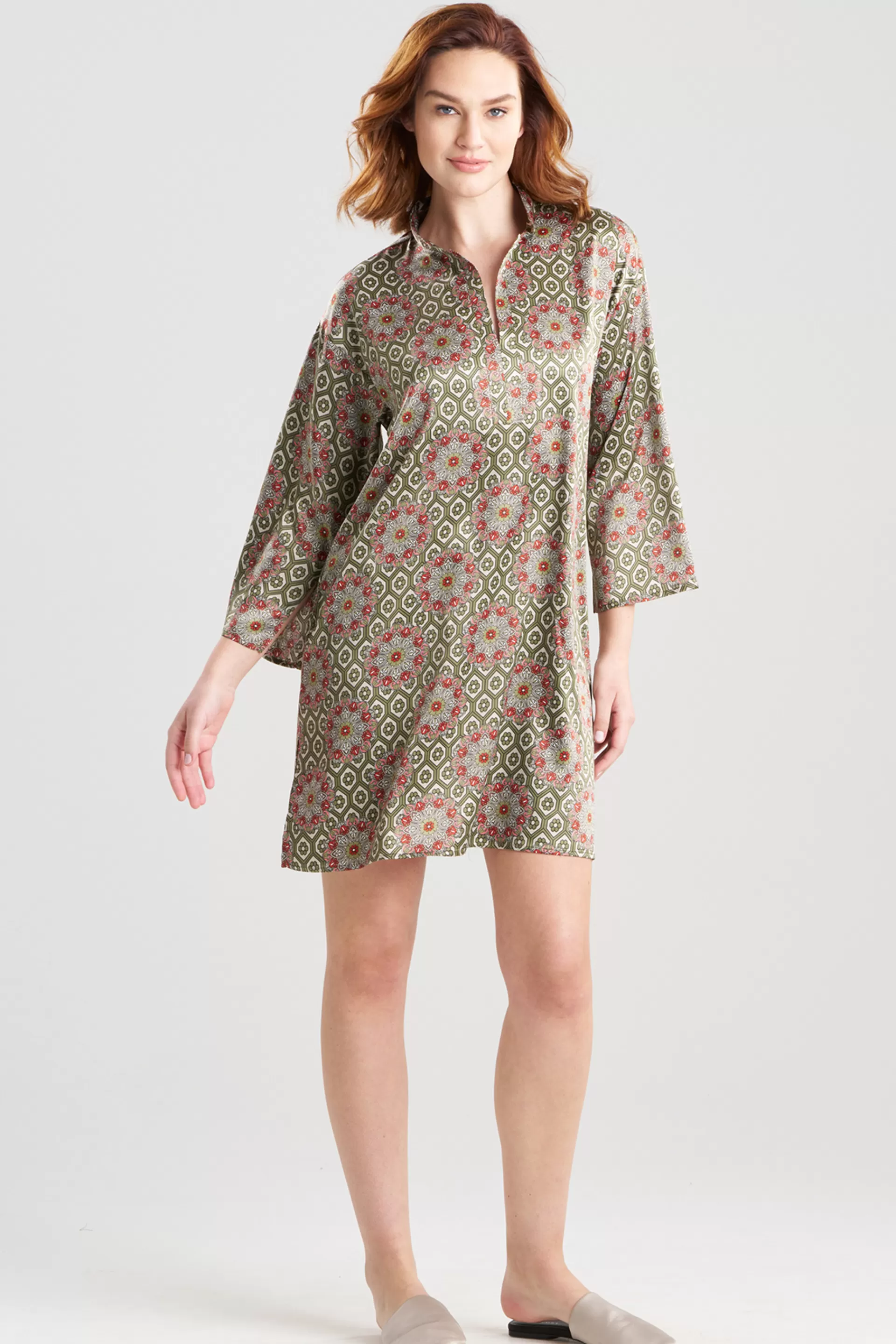 Natori Sleepshirts<Fez Satin Sleepshirt Green