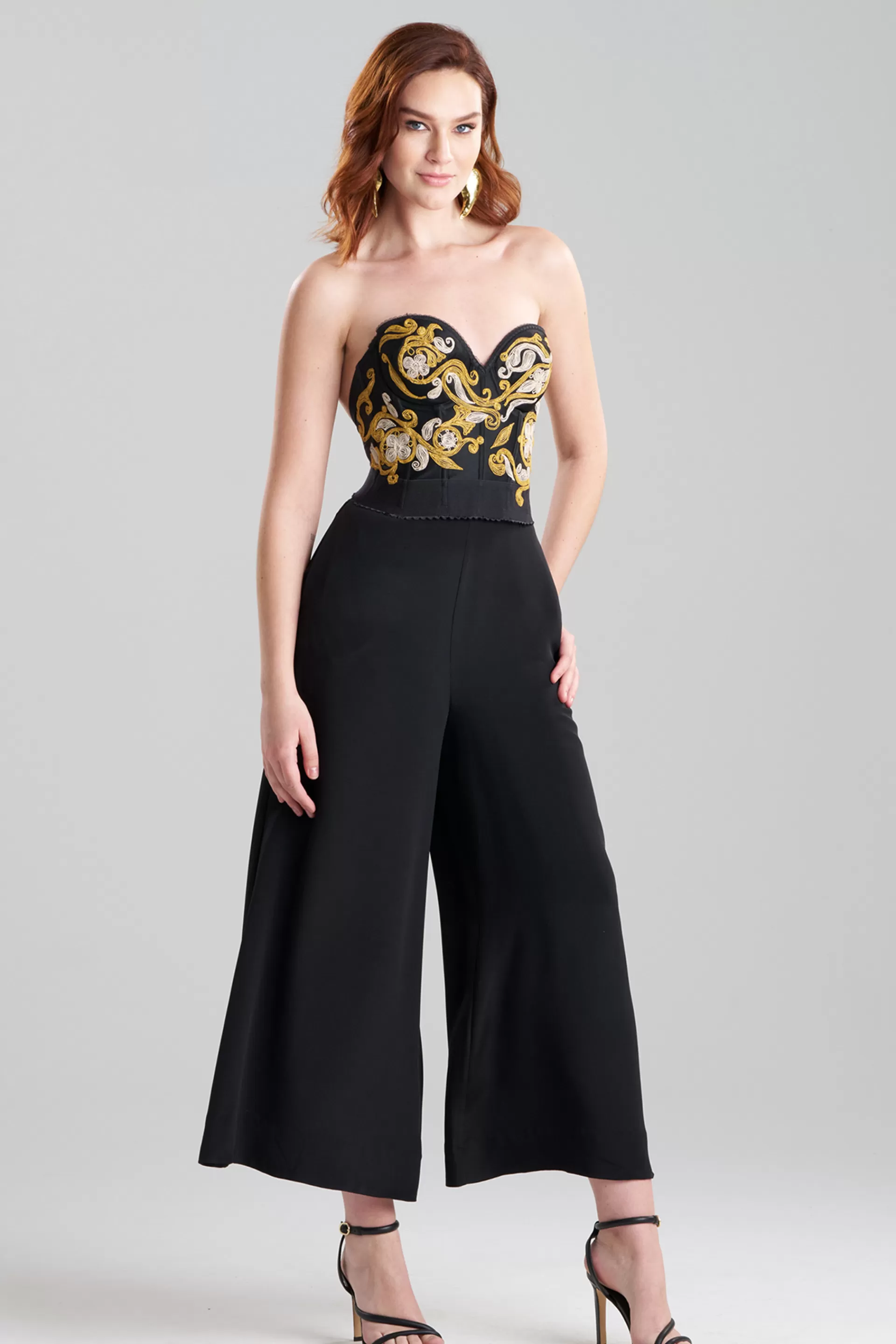 Natori Bustiers & Camis<Floral Embroidered Corset Black