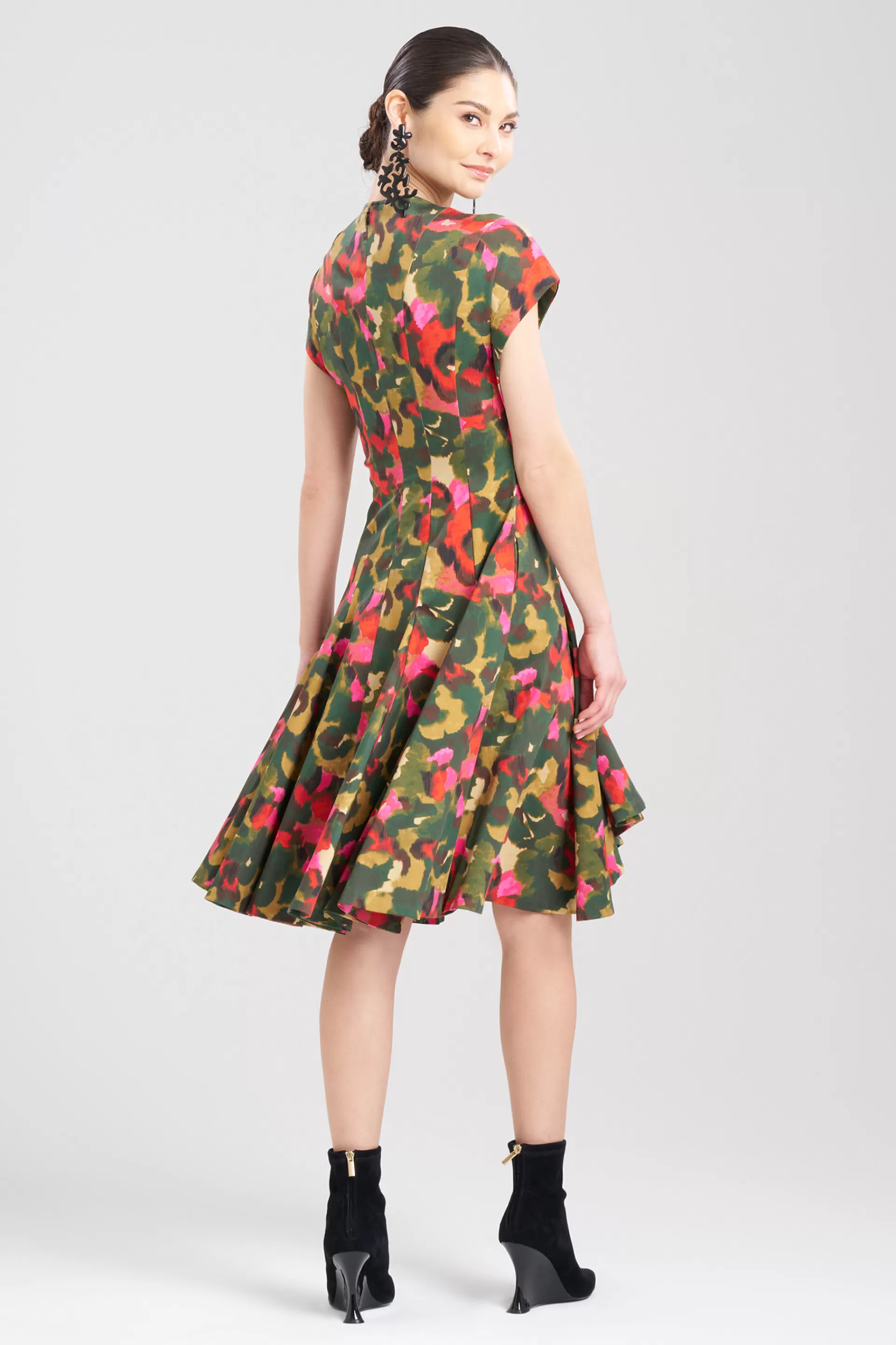 Natori Dresses<Floral Fit & Flare Pleated Dress Paprika