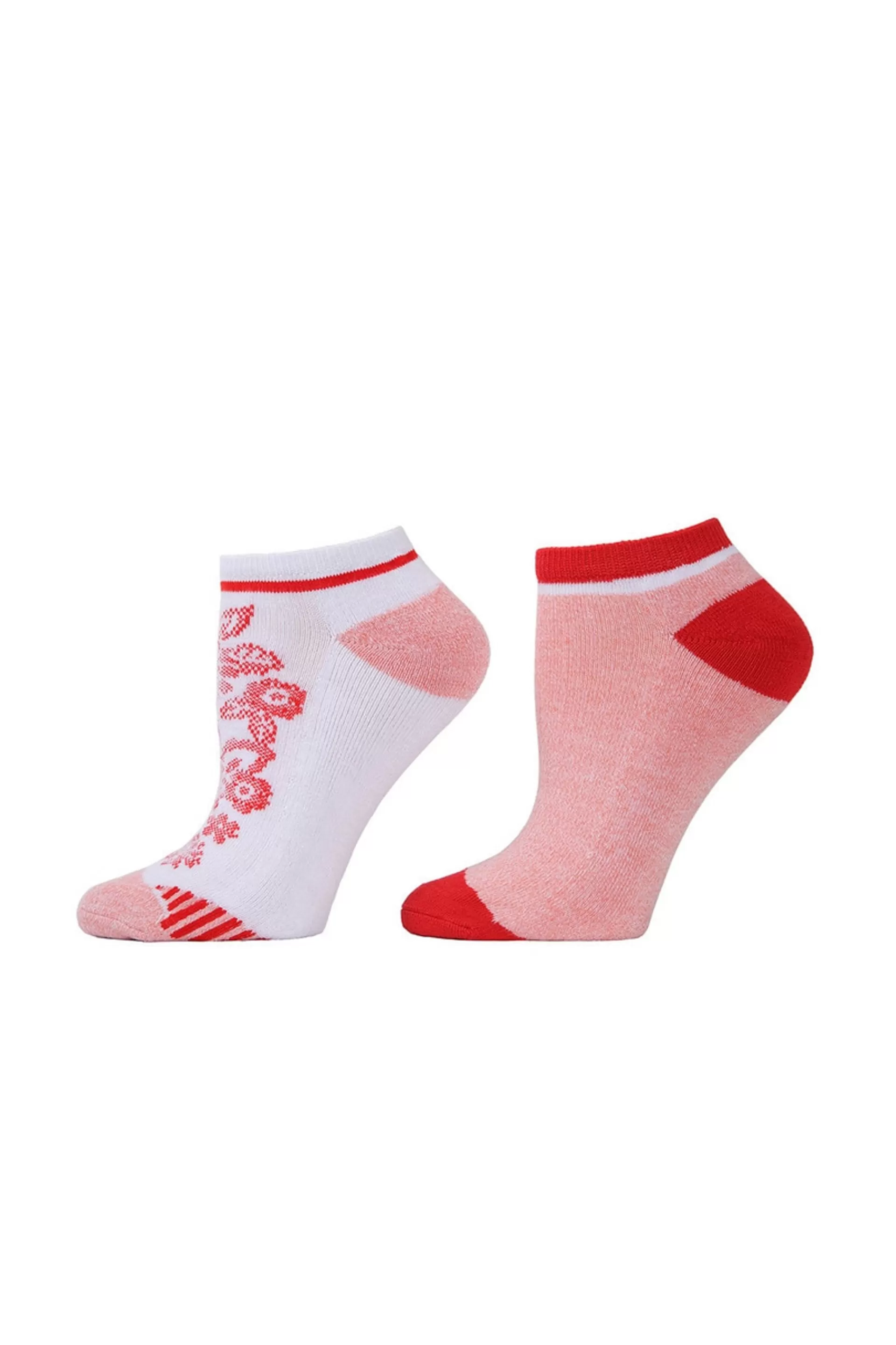 Natori Socks<Floral Mix Socks - 2 Pair Pack White/Orange