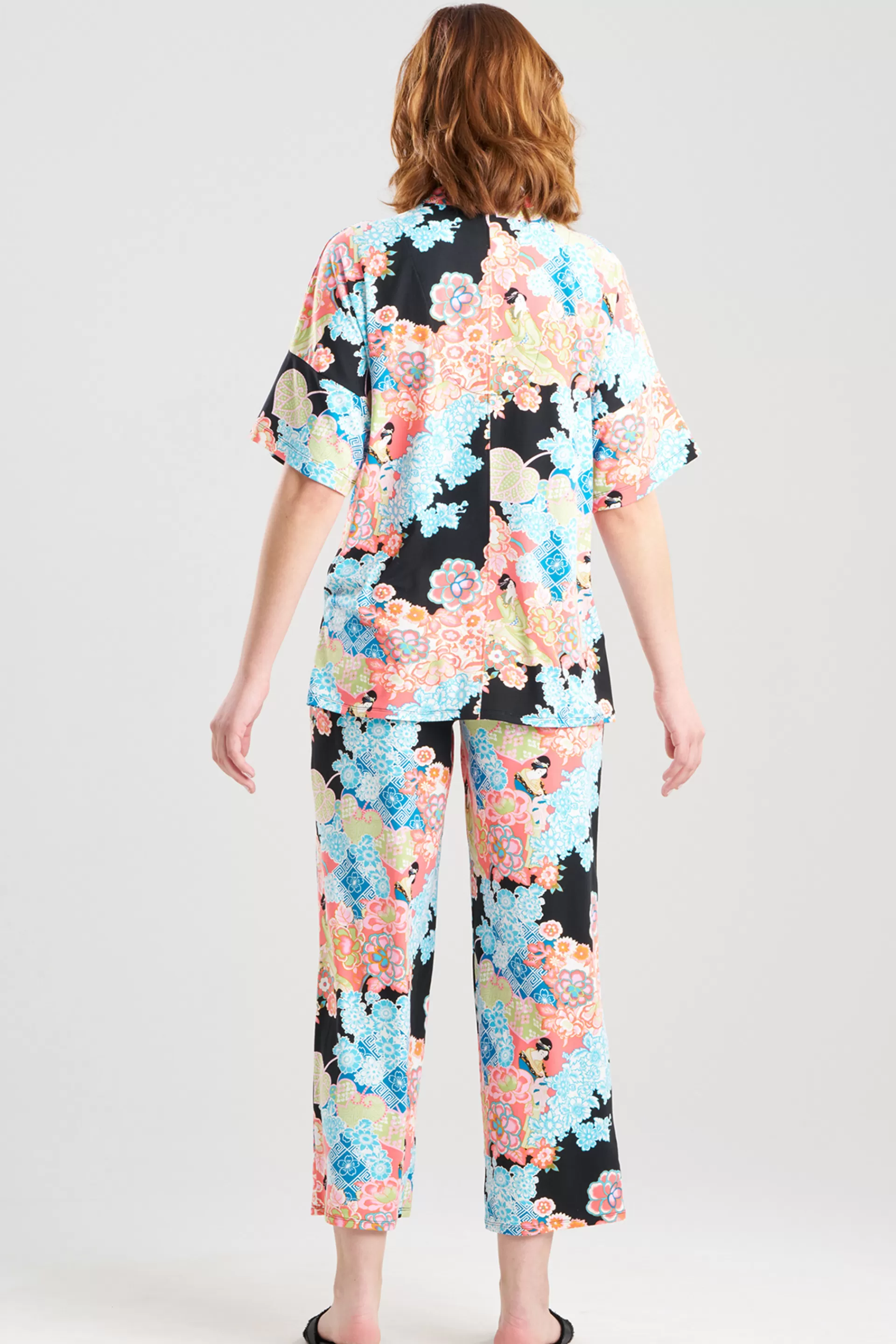 Natori Pajama Sets<Geisha Garden Cozy Knit PJ Black Multi