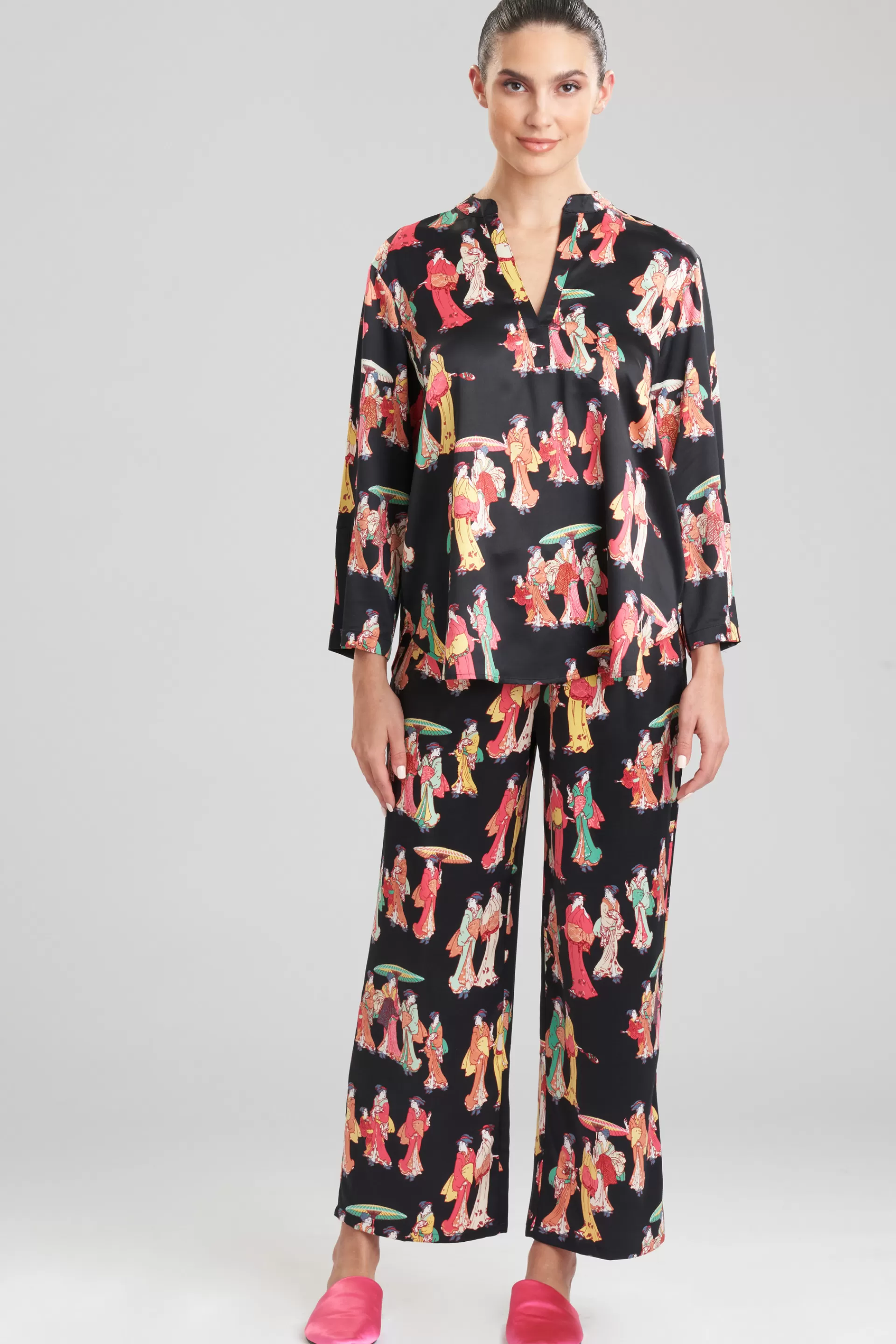 Natori Pajama Sets<Geisha-Printed Satin PJ