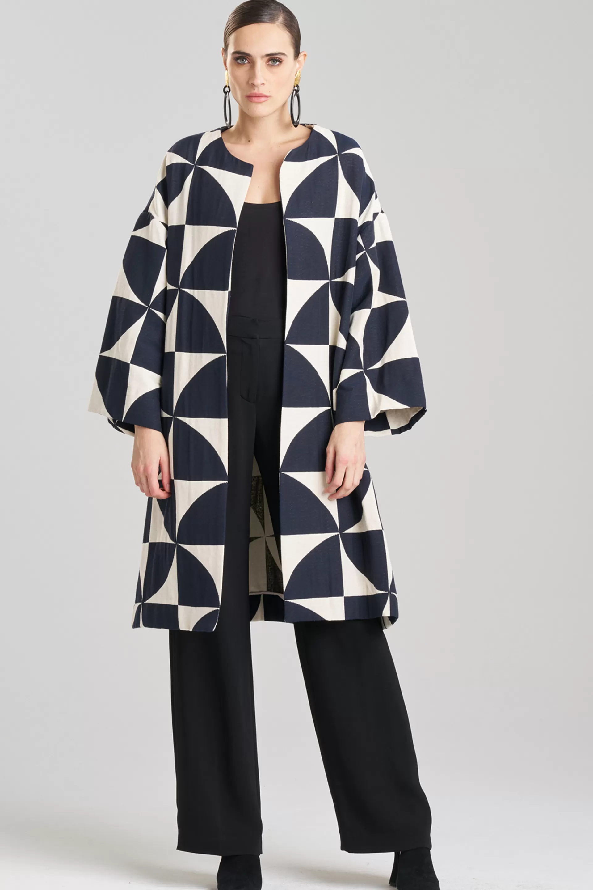 Natori Jackets & Outerwear<Geo Mod Jacquard Coat Cream/Black