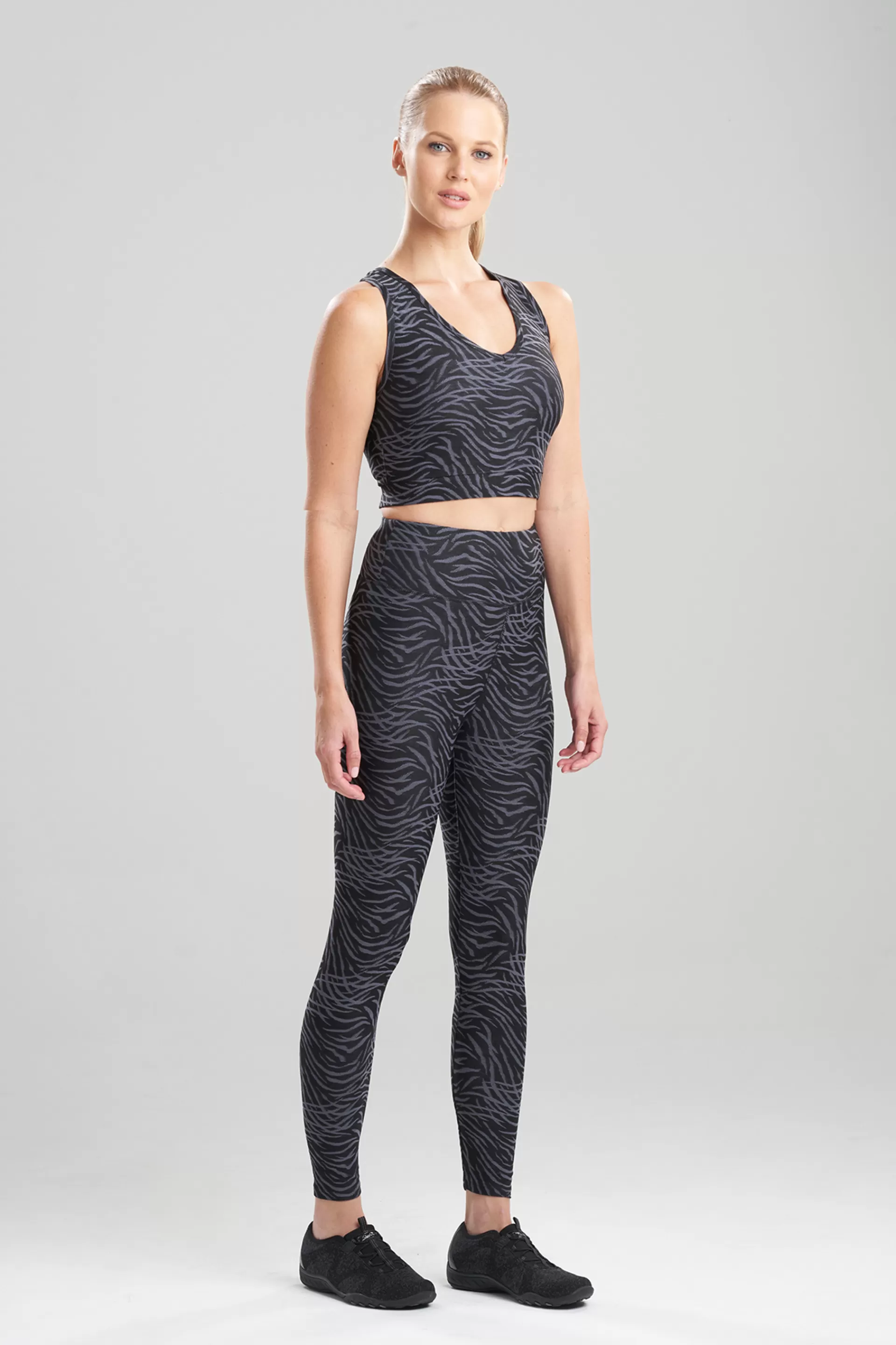 Natori Tops | Athleisure<Getaway Crop Top Black Jacquard