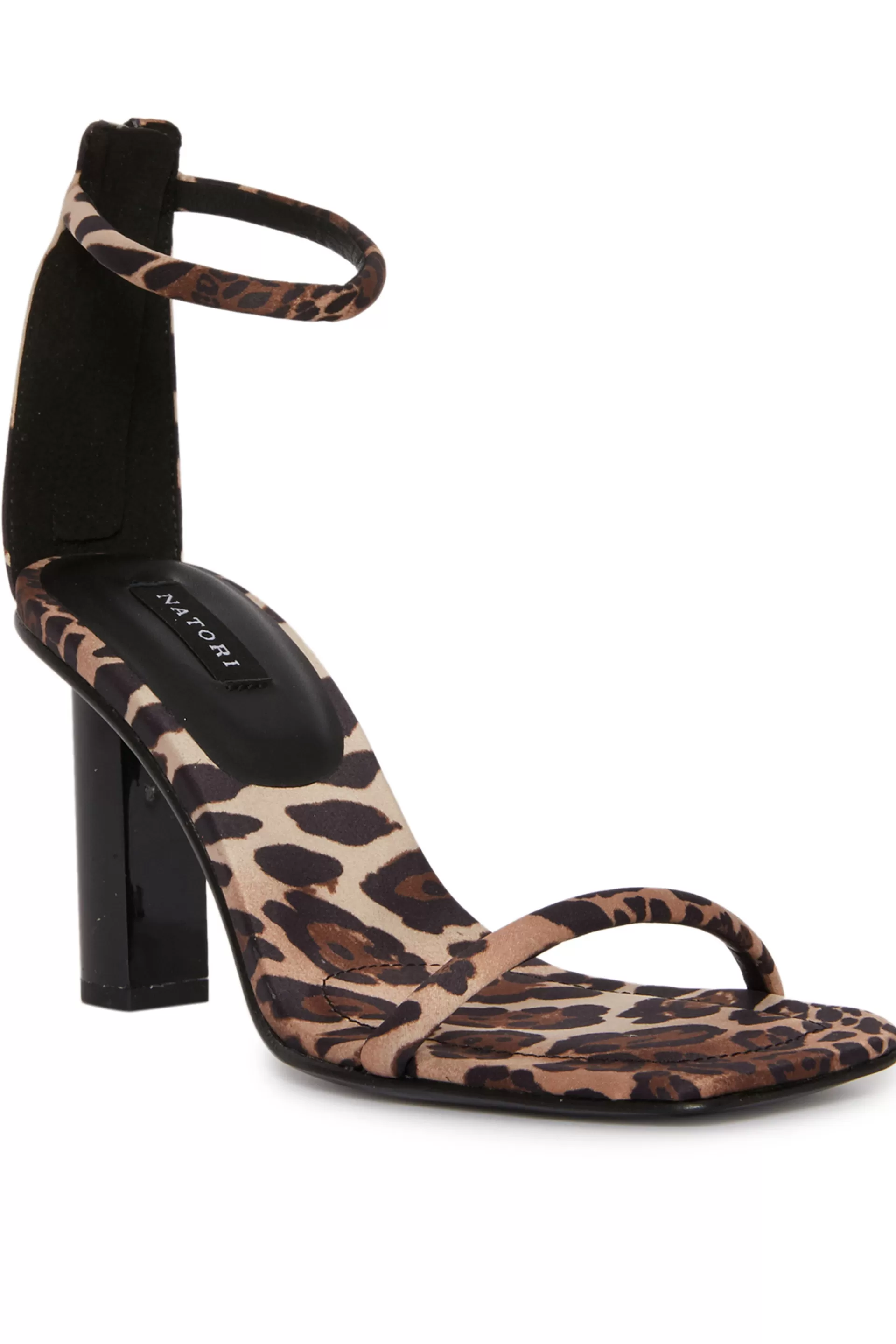 Natori Sandals<Glow Luxe Leopard Satin Block Heel Sandal Chestnut