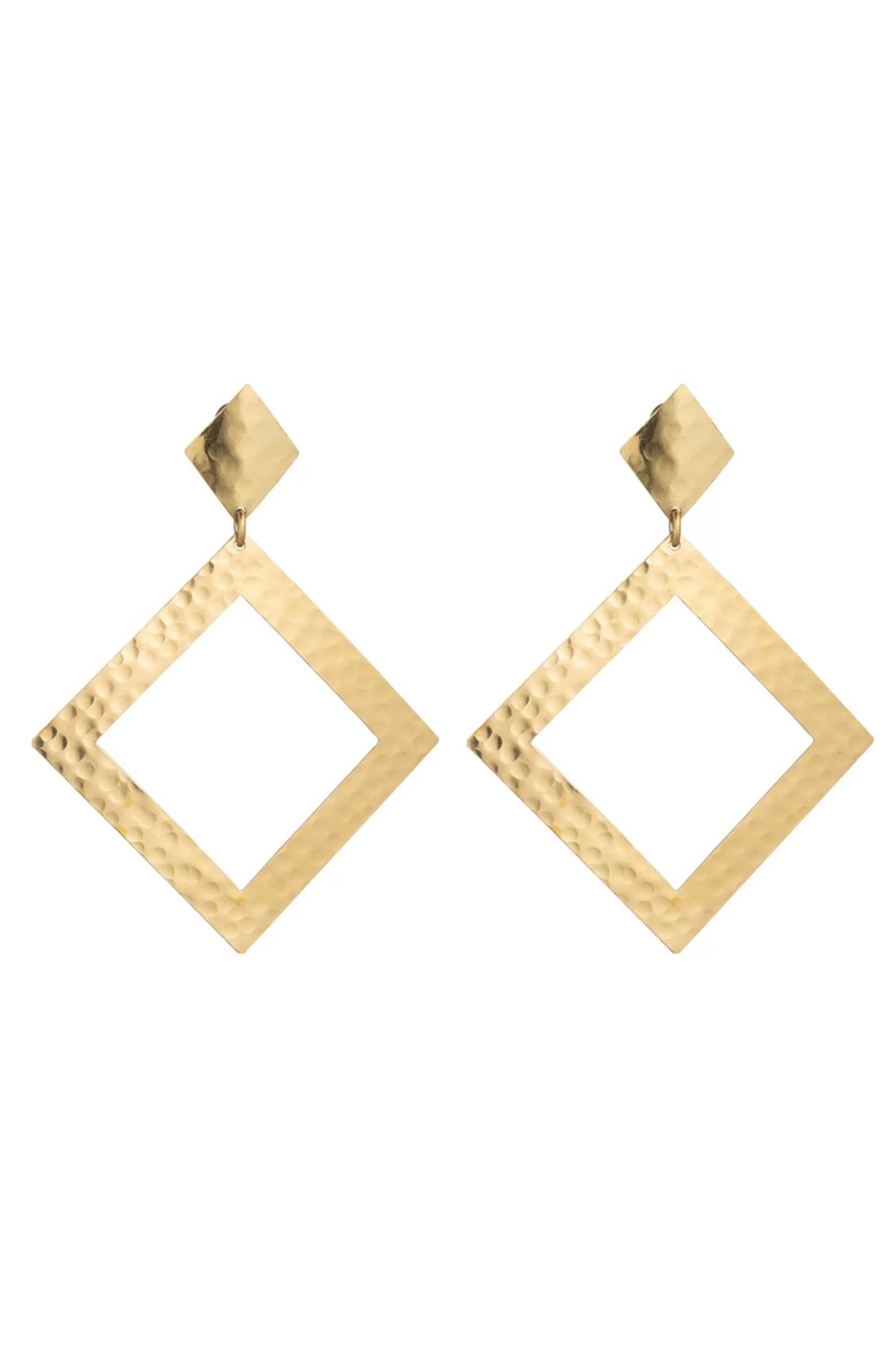 Natori Earrings< Plated Brass Diamond Shape Clip Earrings Gold