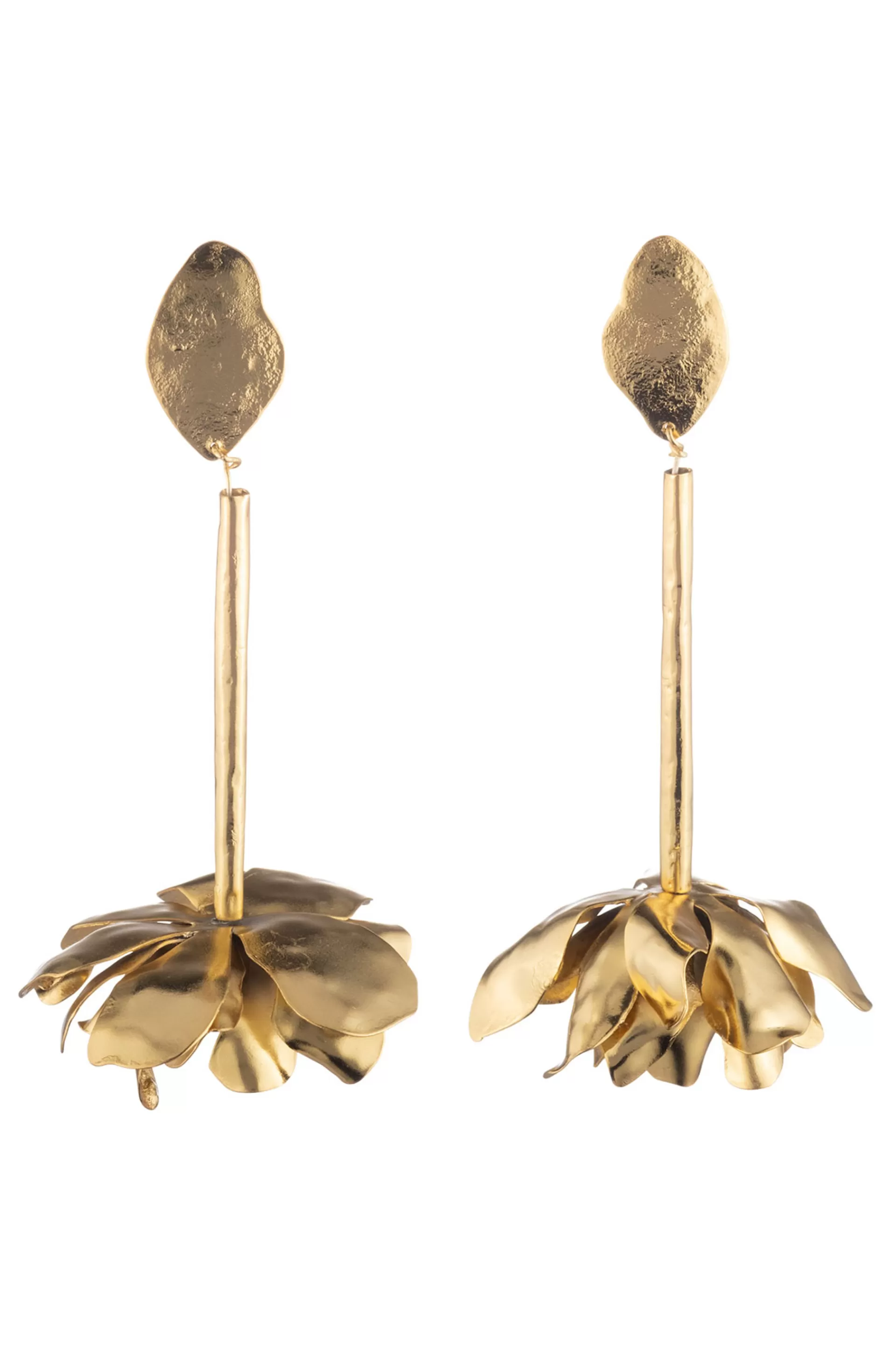 Natori Earrings< Plated Brass Floral Drop Earrings Gold