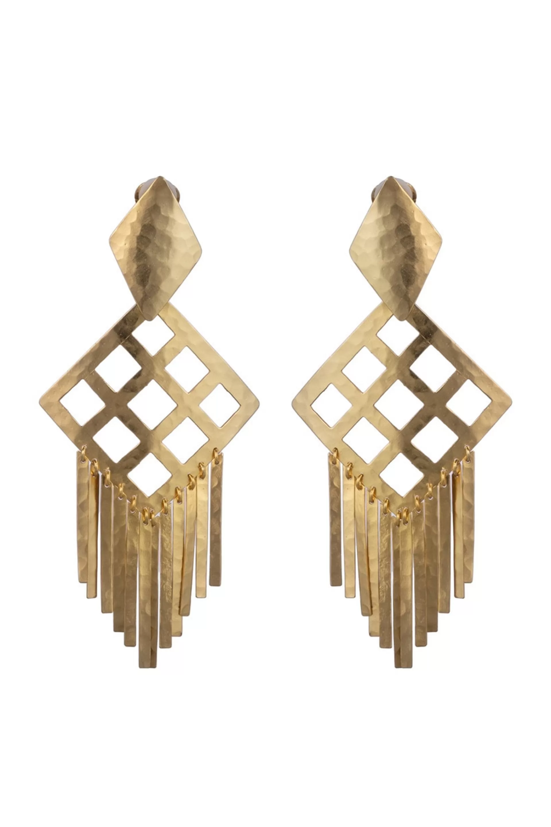 Natori Earrings< Plated Brass Geo Fringe Clip Earrings Gold